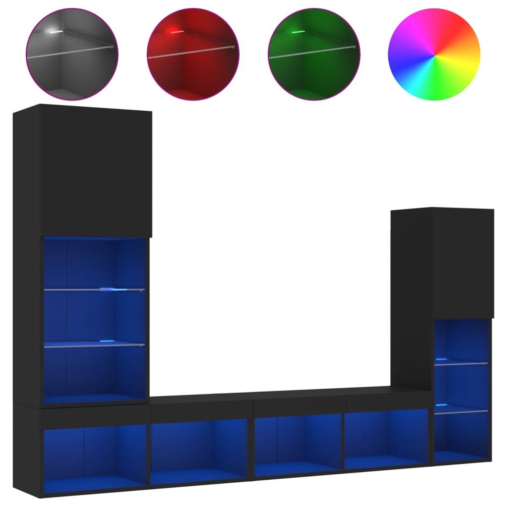 vidaXL TV-Wand 4-tlg. Wohnwand mit LED-Beleuchtung günstig online kaufen