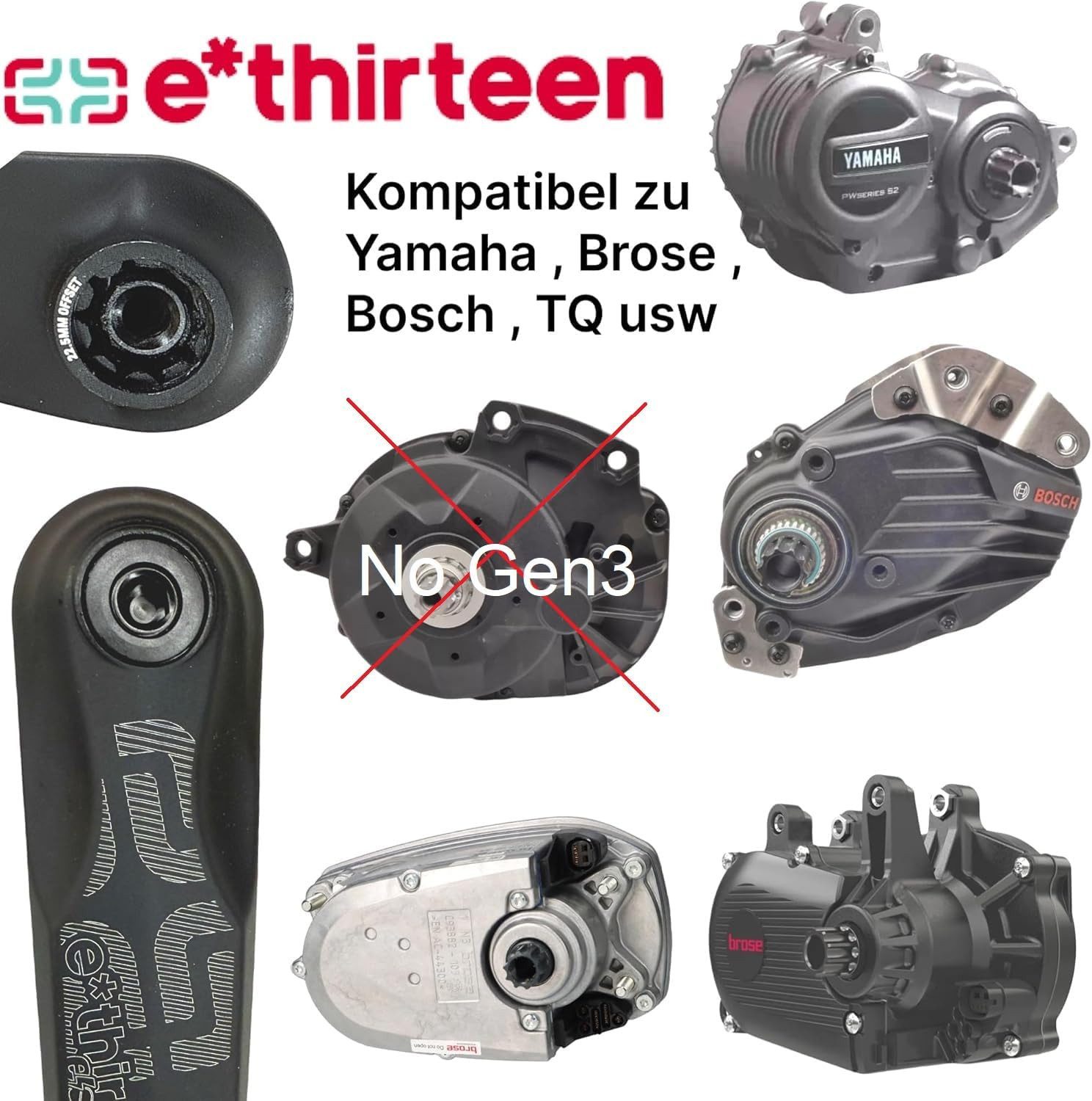 e*thirteen Fahrradlenker e*thirteen MTB Ebike Ersatz Kurbelarme 170mm für Brose,Bosch,Yamaha