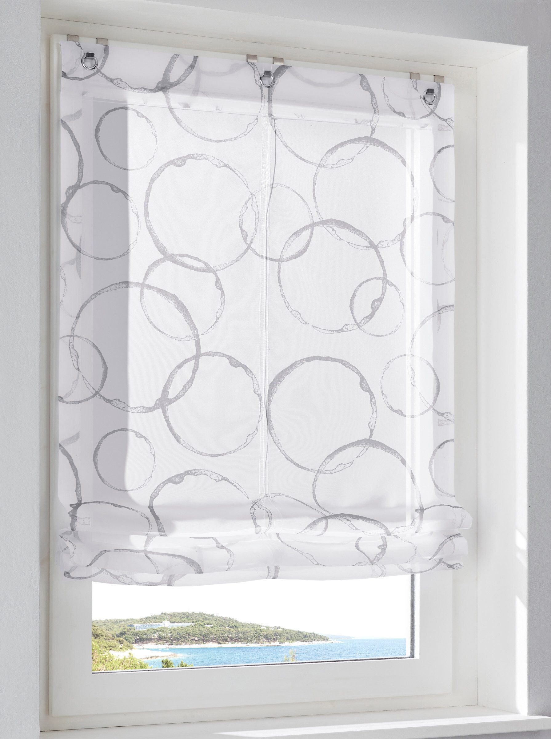 Rollo Raffrollo ., heine, halbtransparent, Ösen mit Fensterhaken günstig online kaufen