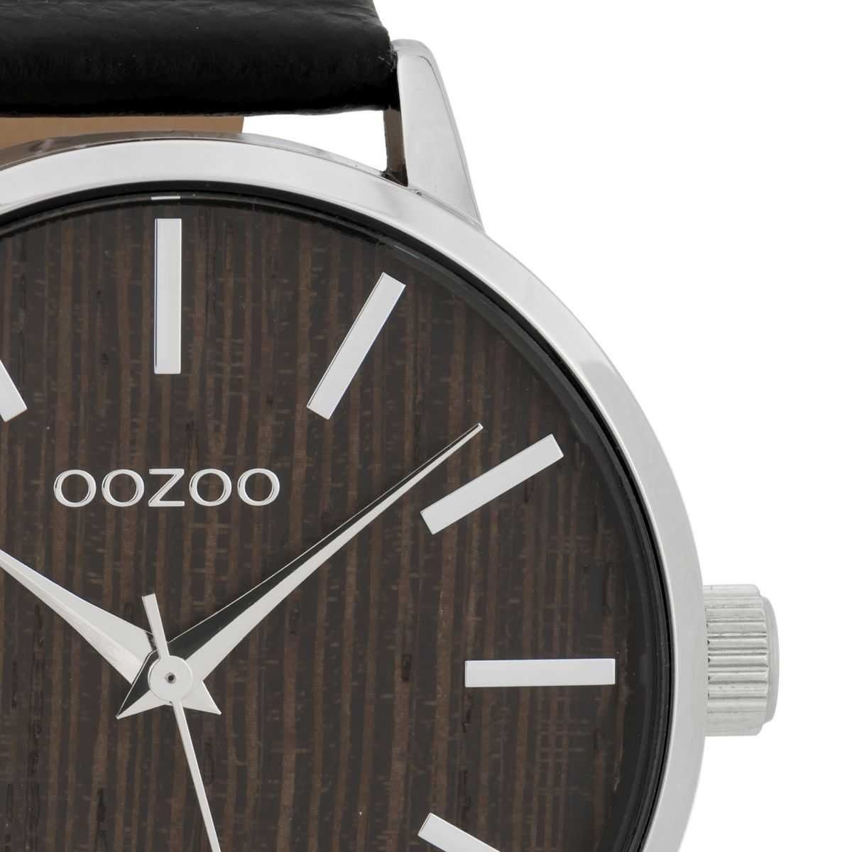 OOZOO Quarzuhr Damenuhr C9254 Holz-Zifferblatt Walnuss Lederband 42 mm günstig online kaufen