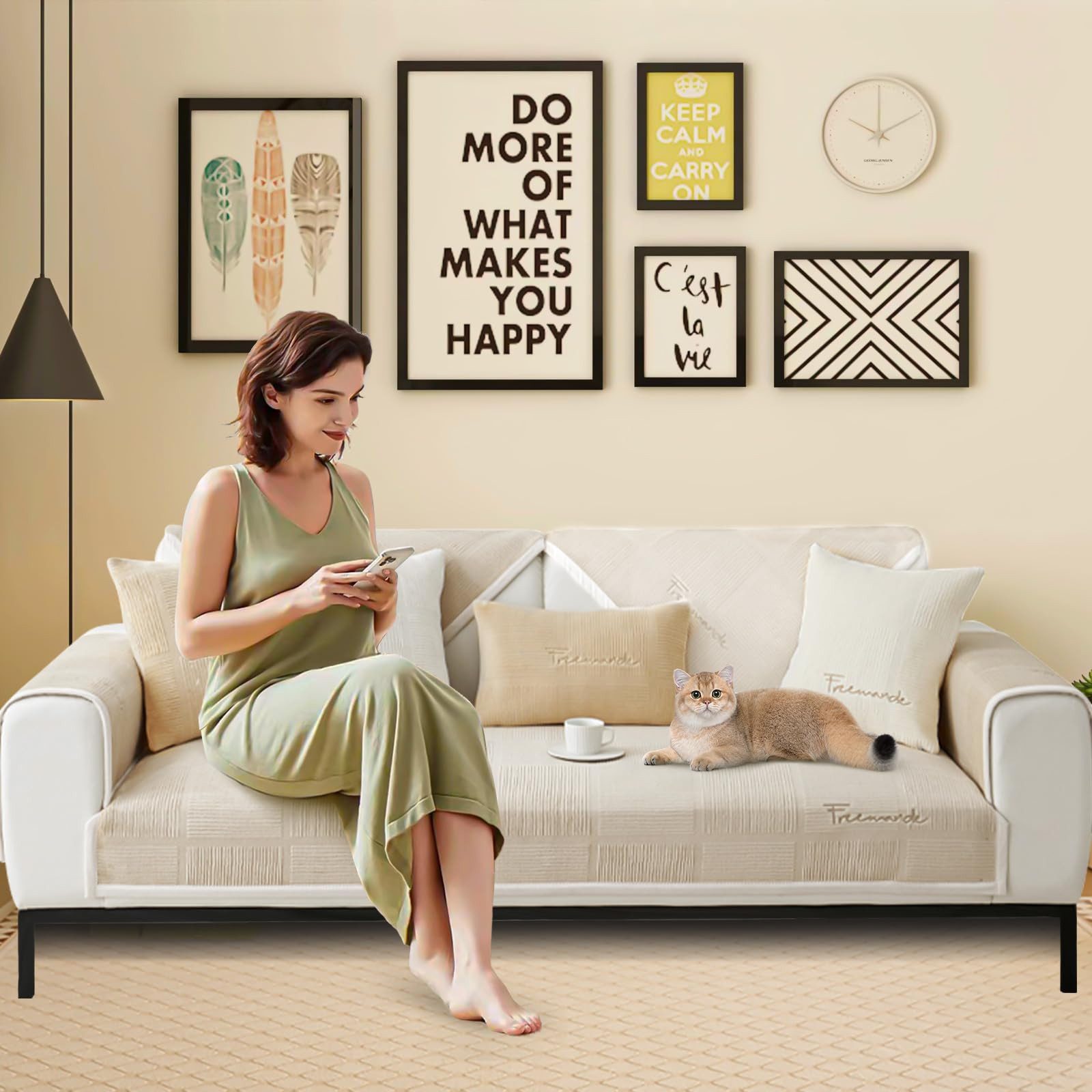 Diwzbyn Sofaschoner Sofa Überzug, Couch Überzug L Form 1/2/3/4 Sitzer, Sofa Cover, Sofabezug Ecksofa rutschfeste Sofaschoner, Sofadecken