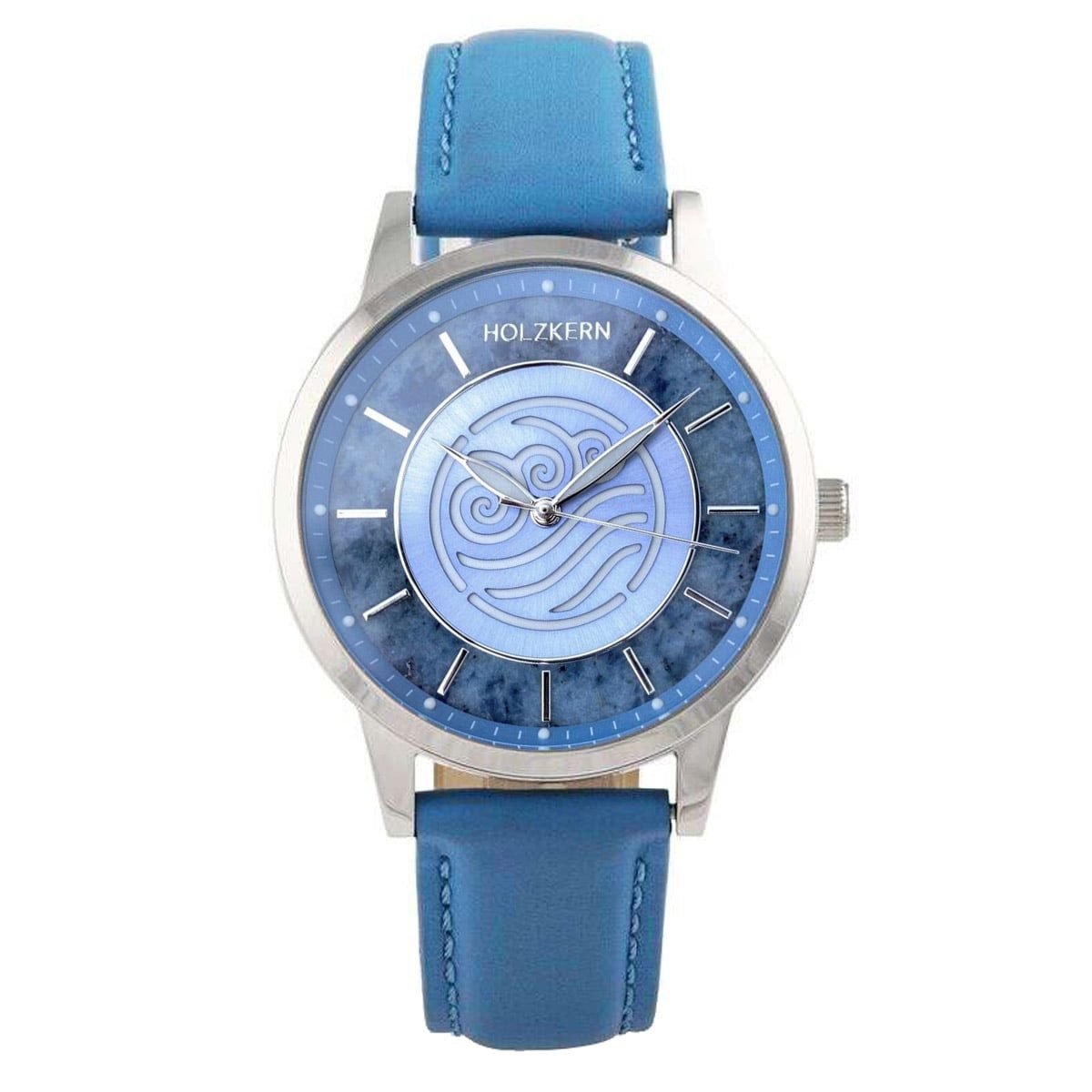 Holzkern Quarzuhr Uhr in Unisexgröße Avatar™ Water Tribe Marmor/Blau