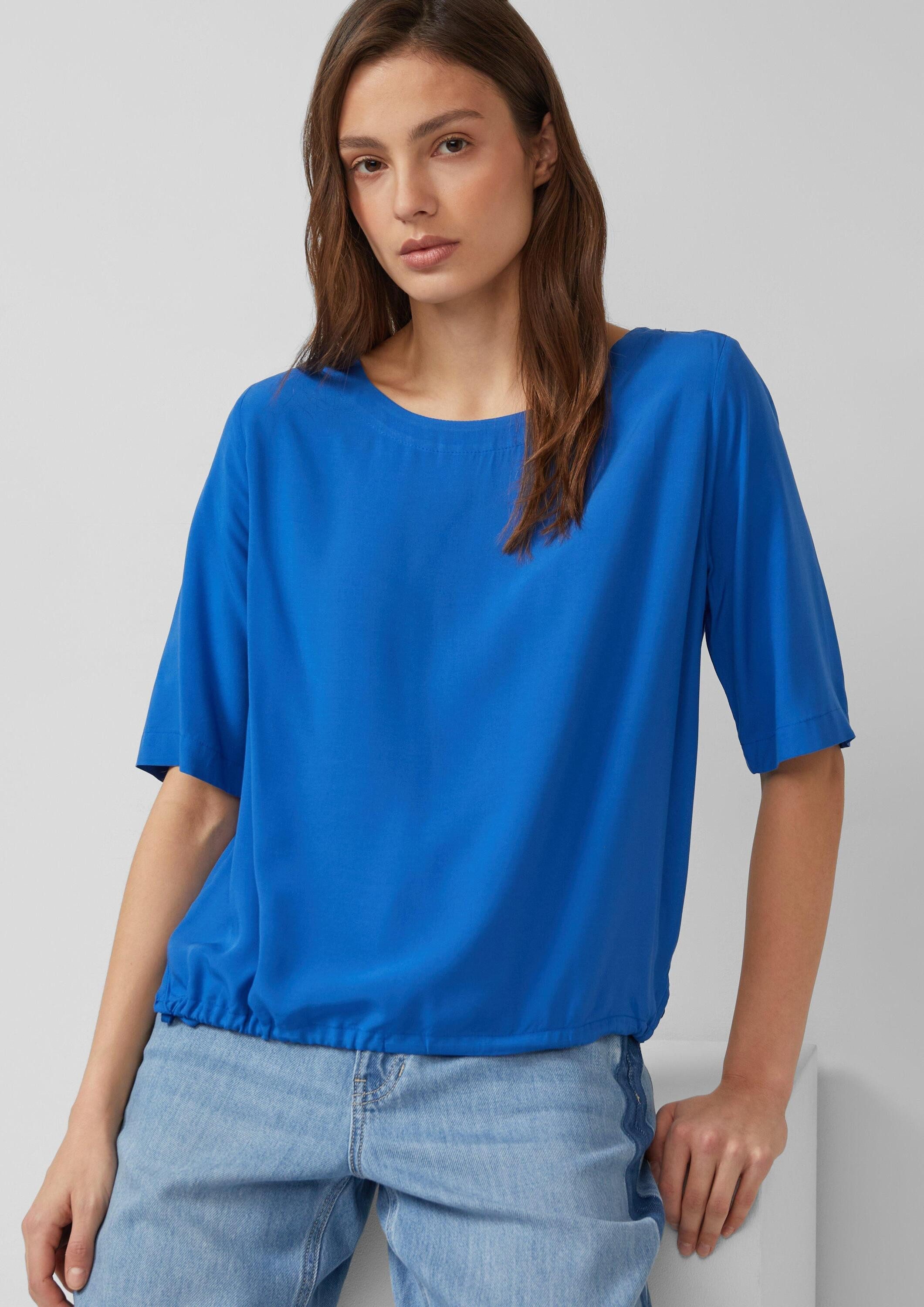 s.Oliver Kurzarmbluse Bluse Shirt-Bluse mit verstellbarem Saum