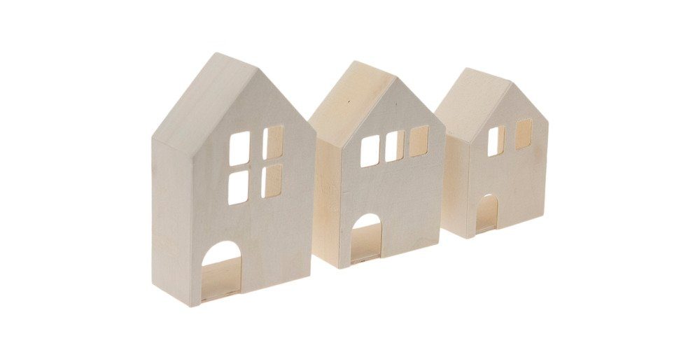 stafil Dekoobjekt Holzhäuschen (3 St), 3D, 3er-Set