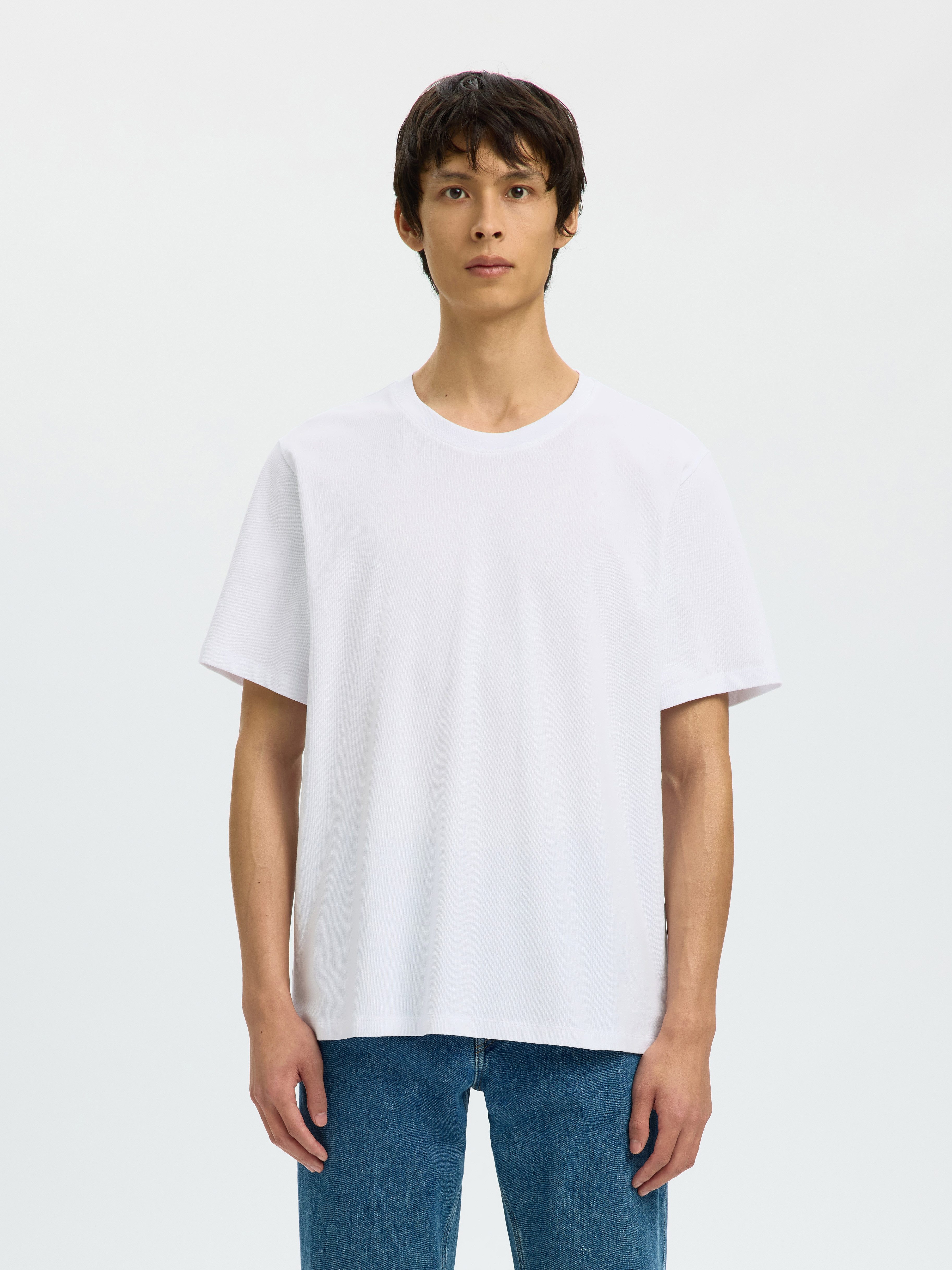 Selected Rundhalsshirt SLHATLAS SS O-NECK TEE Baumwollmischung, regular fit