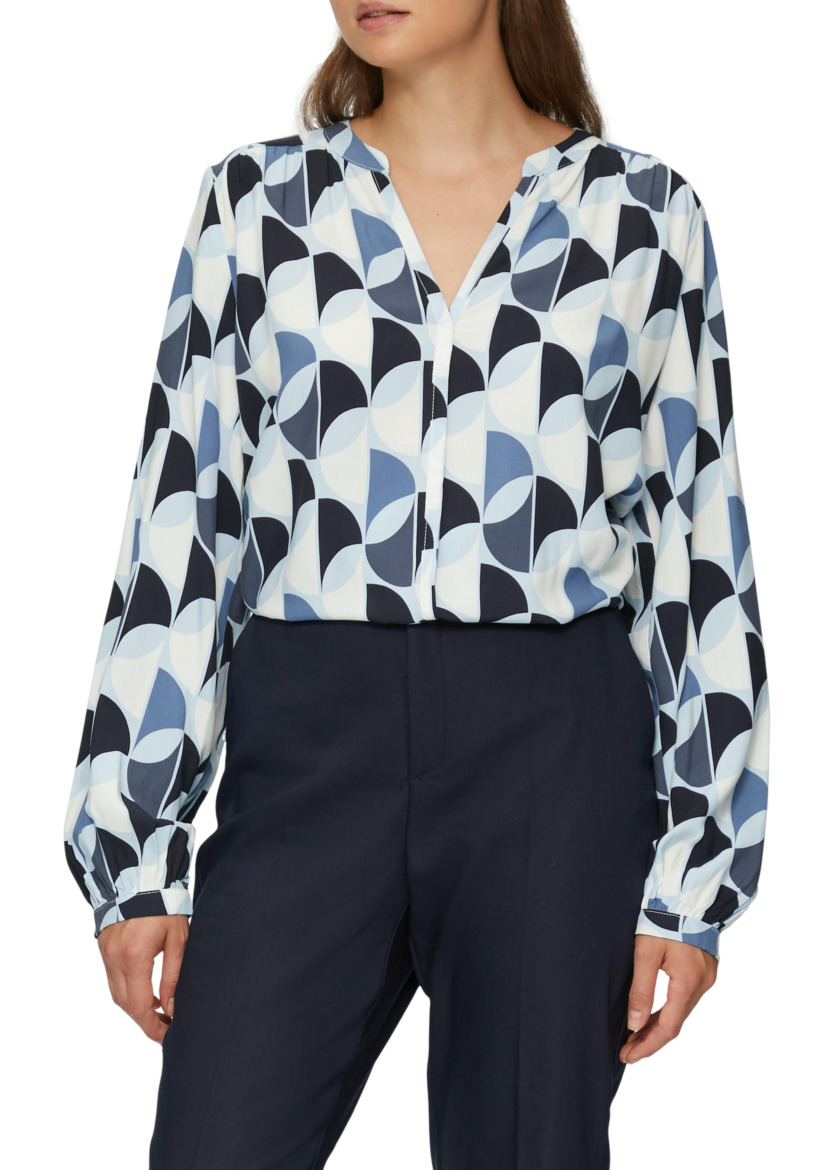 Klassische Bluse s.Oliver Viskose-Bluse mit All-Over-Print in Blau