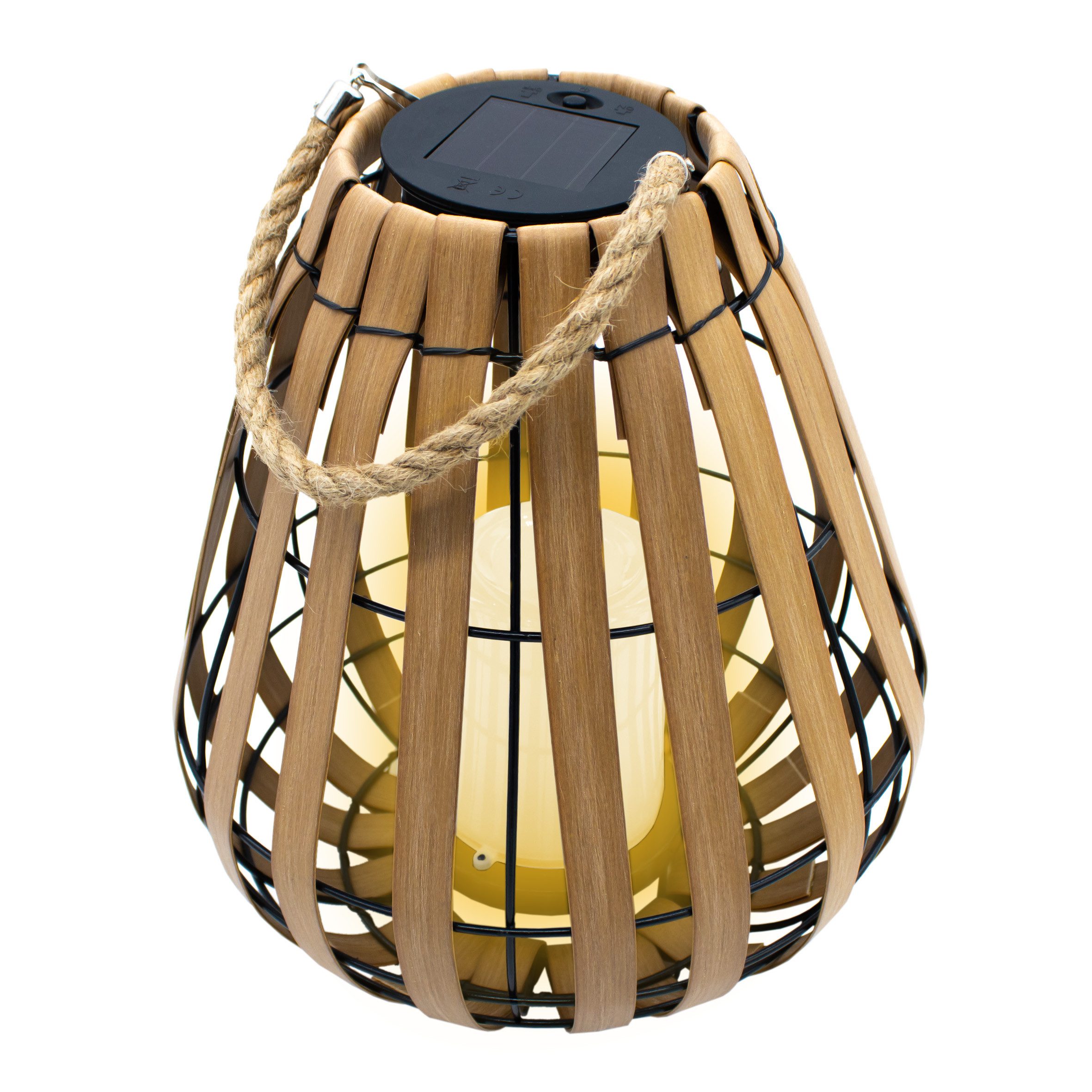 Spetebo LED Solarleuchte Laterne mit LED Kerze - 30 x 25 cm - Gartenleuchte, Flammen-Effekt, LED fest integriert, warm weiß, zum Stellen oder Hängen