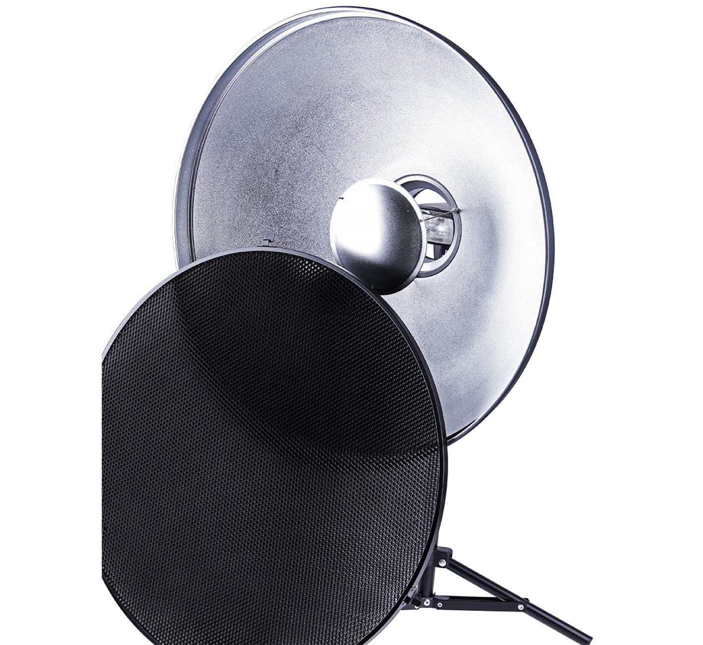 ayex Durchlichtschirm Beauty Dish Lichtformer 55cm Systemblitz-Halter Wabenvorsatz Diffusor