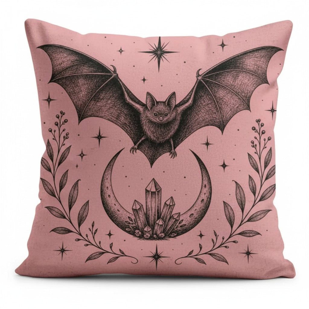 Dark-Desires Dekokissen Fledermaus Gothic Witchy Kissen 45 x 45 cm Dekokissen in schwarz-rosa, Fledermaus Gothic Witchy Kissen 45 x 45 cm Dekokissen in schwarz-rosa