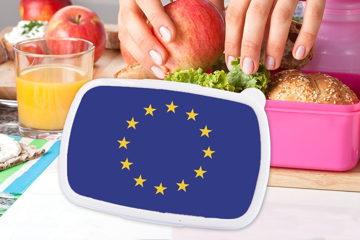 Snackbox, MuchoWow Lunchbox Erwachsene, (2-tlg), Europäische Kunststoff, rosa Flagge, Kunststoff Flagge Brotdose Mädchen, für Brotbox - Kinder,