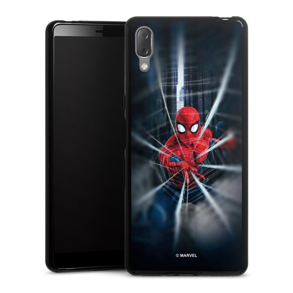 DeinDesign Handyhülle Marvel Spider-Man Kinofilm Spider-Man Webs In Action, Sony Xperia L3 Silikon Hülle Bumper Case Handy Schutzhülle