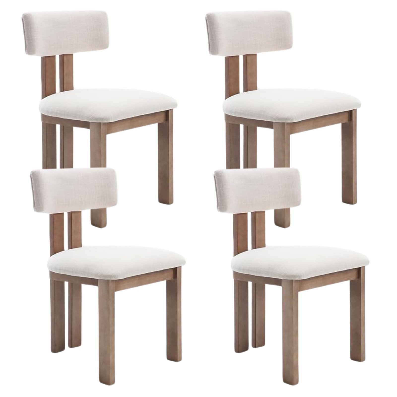 WAHSON OFFICE CHAIRS Esszimmerstuhl 2er Set Retro-Küchenstühle mit Polster & Massivholzbeinen–Leinen/Samt (4 St)