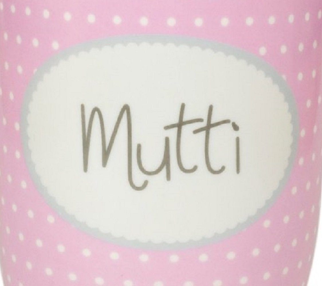 Henkelbecher Punkte Tasse LIVING MUTTI 500 MEA Spruch Mama Kaffee ml Becher MEA rosa Tasse LIVING