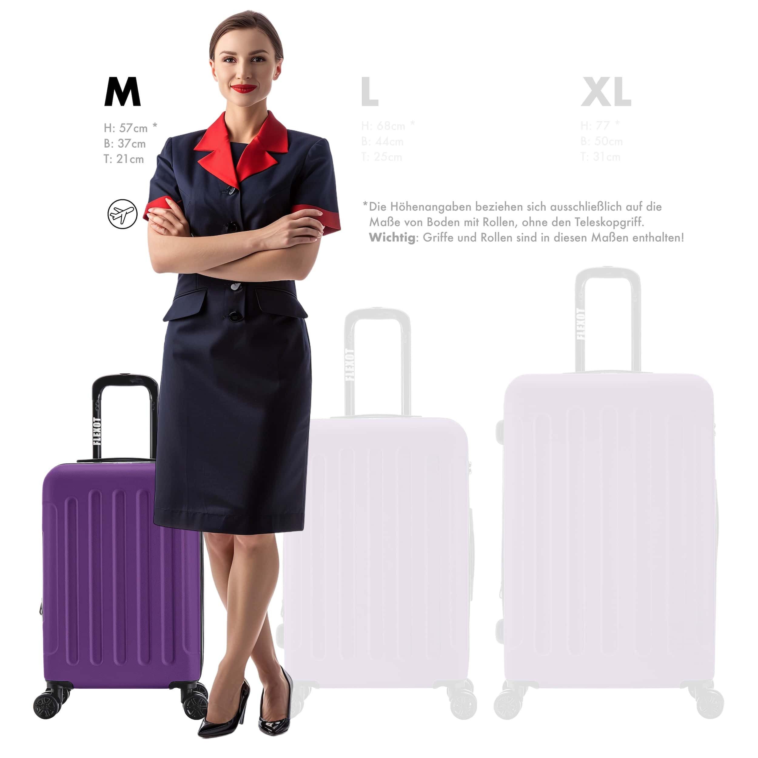 Flexot Hartschalen-Trolley F-3045 (Gr. M, L, XL) – Kofferset – ABS-Hartschale, 4 Rollen, Robuster und moderner Koffer mit vier 360° Rollen und Zahlenschloss – Bild 2 von 5