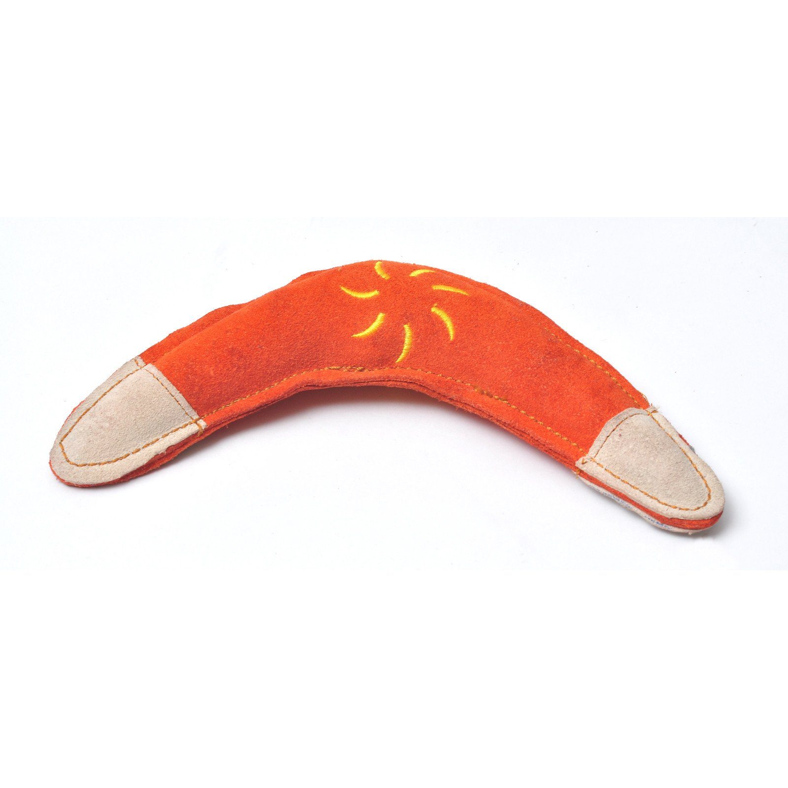 Aumüller Tierquietschie Hundespielzeug aus Leder, Boomerang, orange