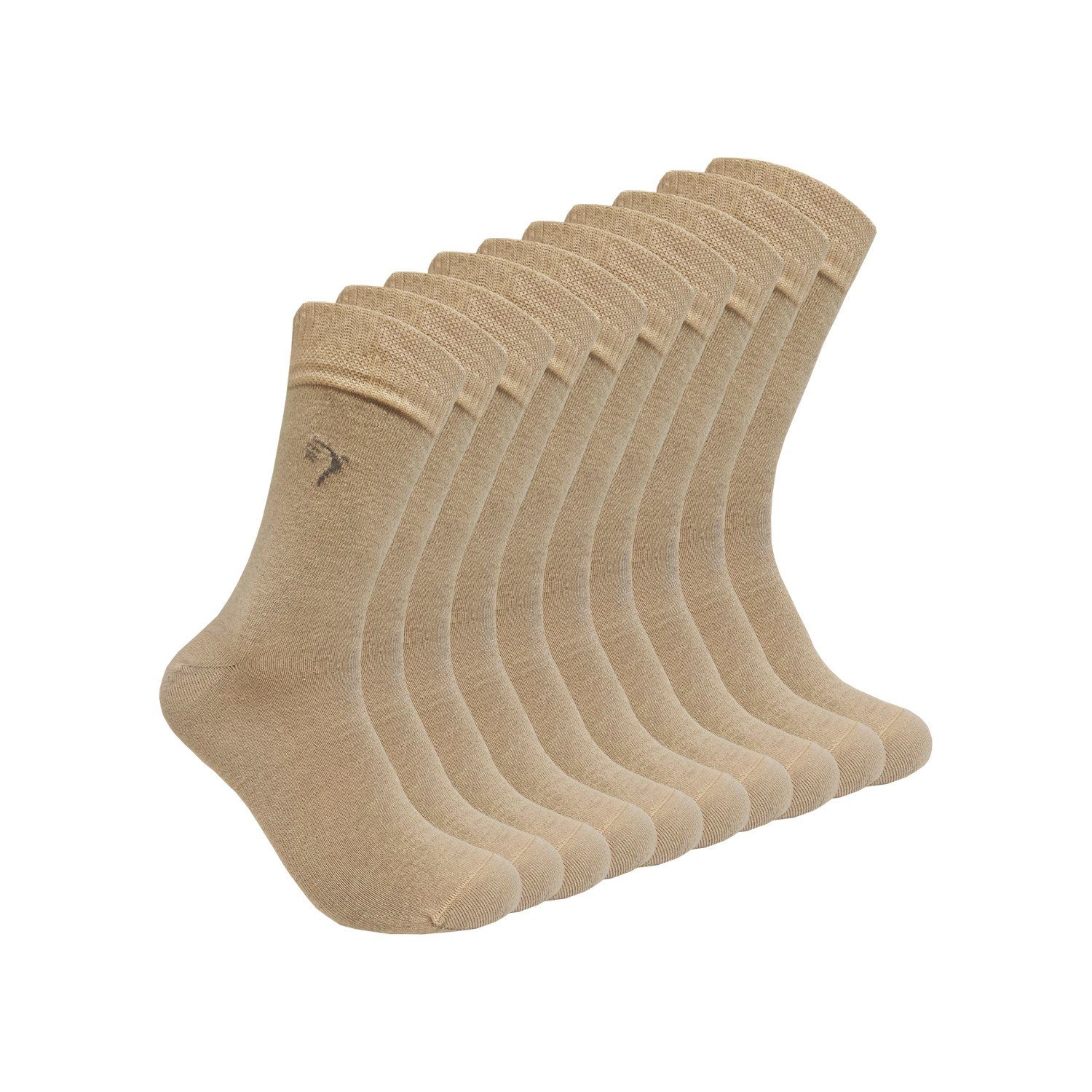 mit (10-Paar) Antibakterielle beige Max Diabetikersocken, Komfortbund Gummi) % (ohne Silbersocken, Silbergarn 10 Socken Lindner