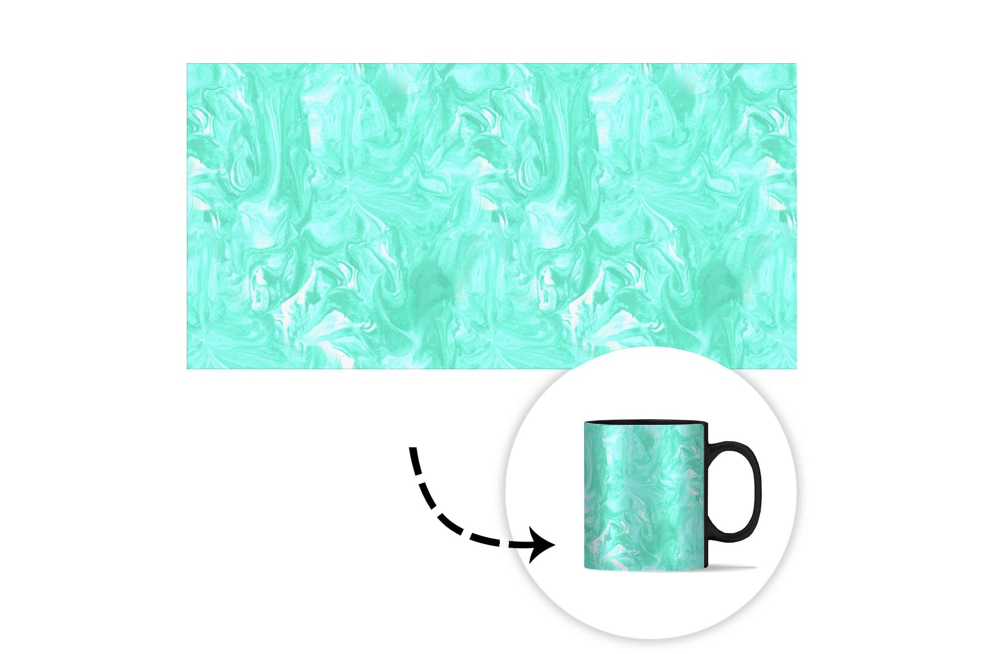Farbe - MuchoWow Marmor Geschenk Teetasse, Tasse Keramik, Design, Blau Zaubertasse, - Farbwechsel, - Kaffeetassen,
