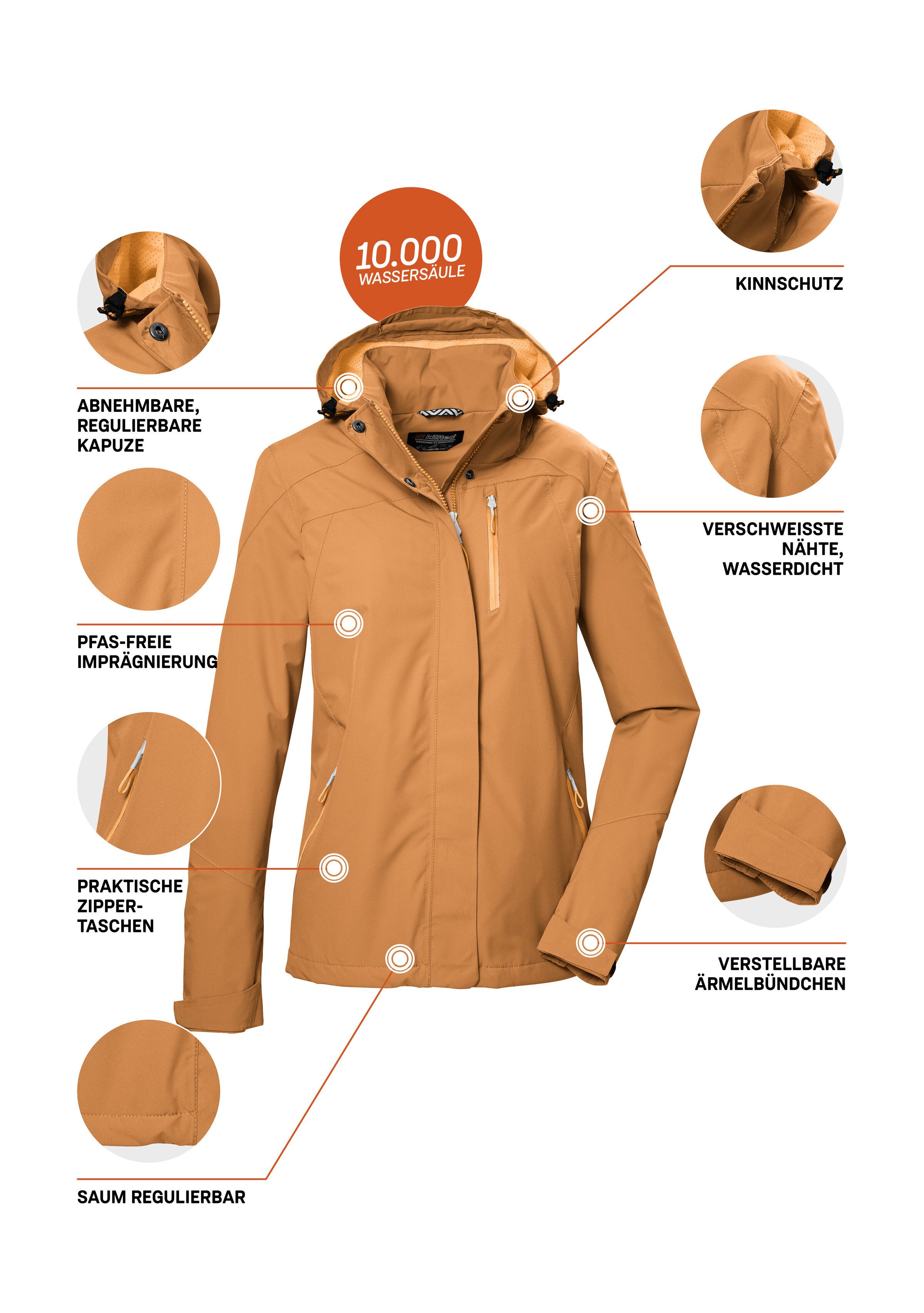 Killtec Outdoorjacke KOS 28 WMN JCKT Wasserdichte, atmungsaktive Damenjacke, recyceltes Material