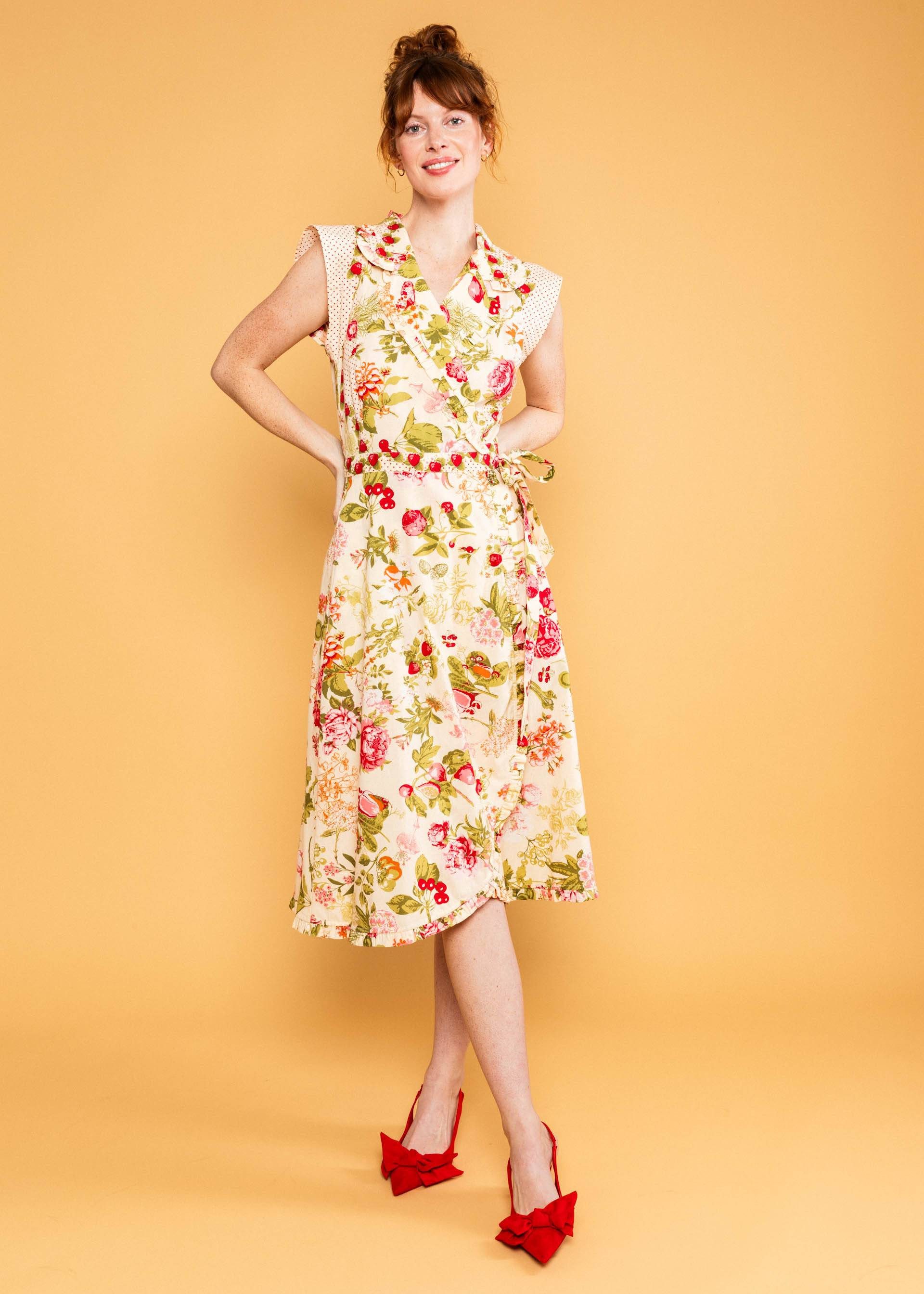 Blutsgeschwister Hemdblusenkleid - Midi Kleid mit Wickeloptik - florales Sommerkleid - elegantes Freize