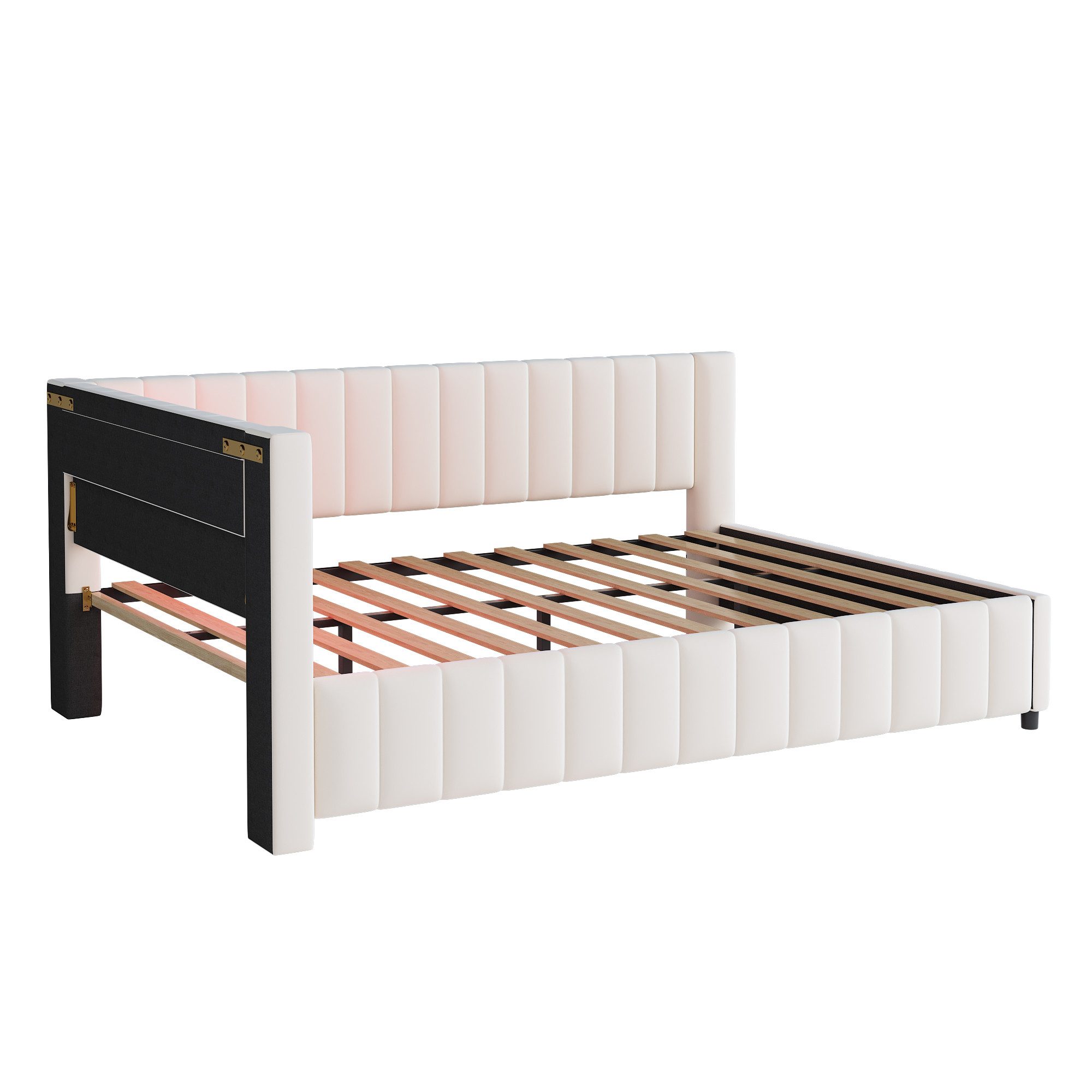 STILVORA Schlafsofa Tagesbett 140x200cm Polsterbett mit USB,Jugendbett mit LED-Licht, mit LED-Licht, USB-Ladeanschluss und Samtbezug – Perfekt für Wohnzimmer & Gästezimmer, Ohne Matratze