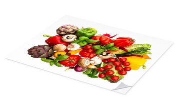 Posterlounge Wandfolie Editors Choice, frisches Gemüse und Kräuter auf Weiß, Küche Fotografie