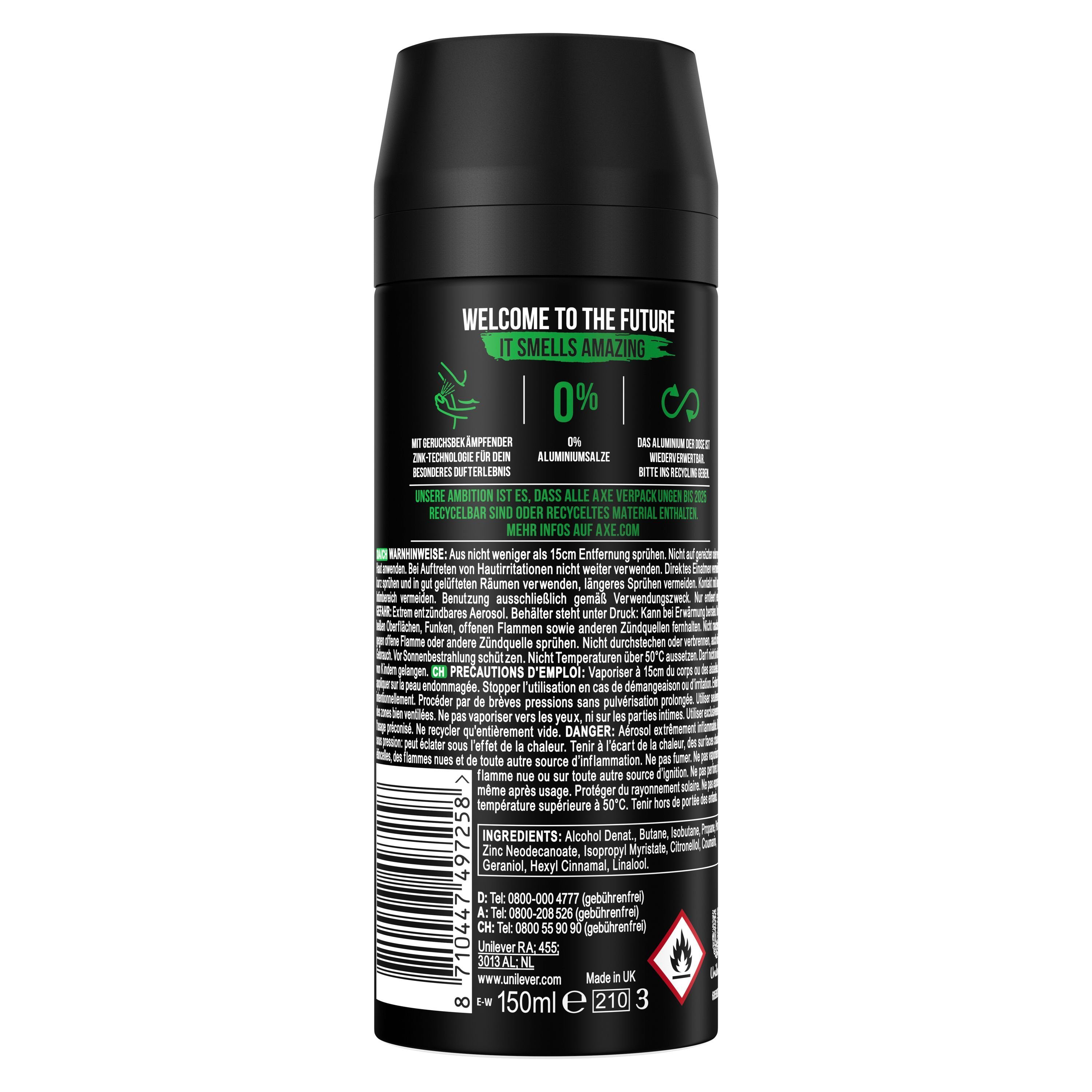 7x Deospray Bodyspray Deo-Set ohne Africa Aluminium Deodorant 150ml Männerdeo axe
