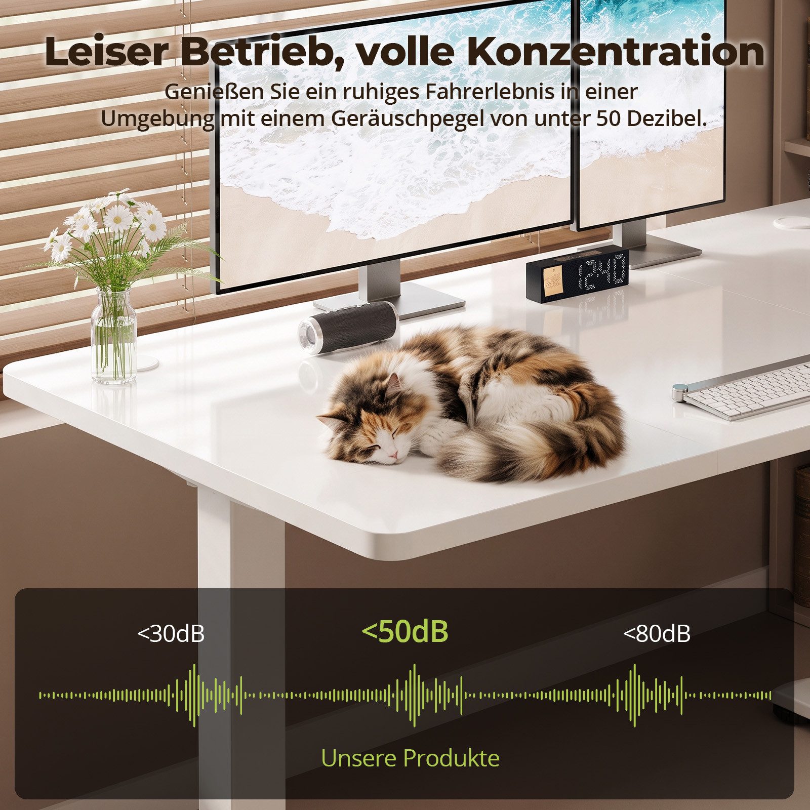 HOMALL Schreibtisch Höhenverstellbar elektrischer Memory-Funktion 100/120/140/160/180cm (Zweistufige Hohenverstellung Ergonomischer Kopfhorerhaken und Kabelhalt – Bild 4 von 5