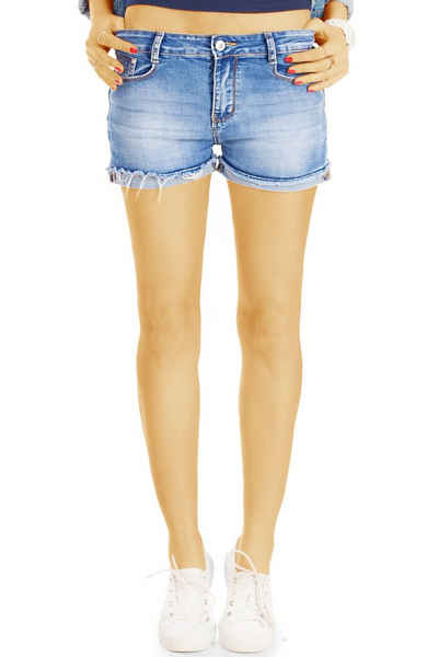 be styled Джинсиhotpants Mini Damen Джинси Шорти, kurze Шортики Frauen Hose - j74f 5-Pocket-Style, mit Stretch-Anteil