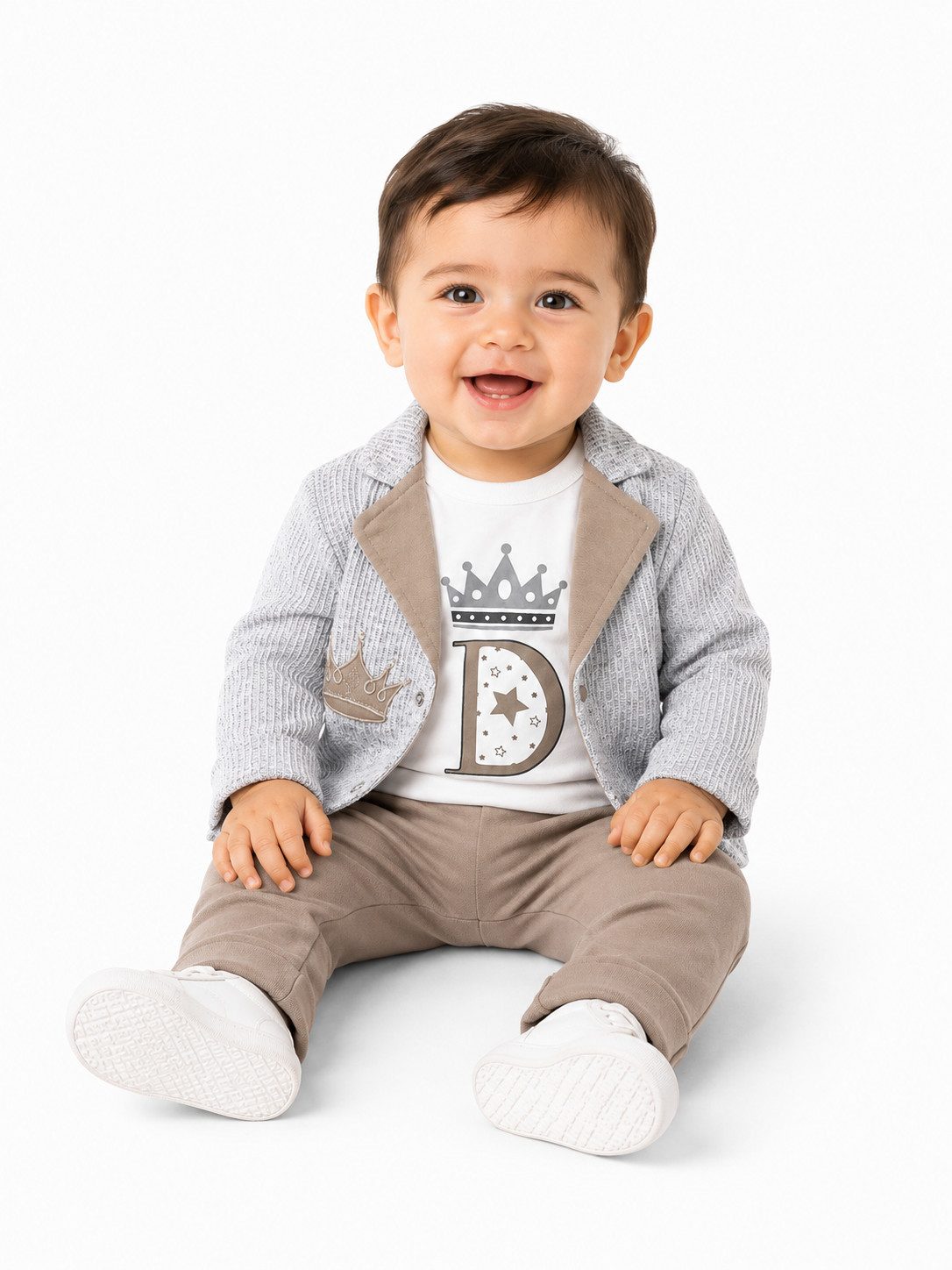 Lorey Medtec Neugeborenen-Geschenkset Baby Jungen Outfit, 3er Set: Jacke, Langarmshirt, Hose, 100% Baumwolle (Jacke + Langarmshirt + Hose) Spitze