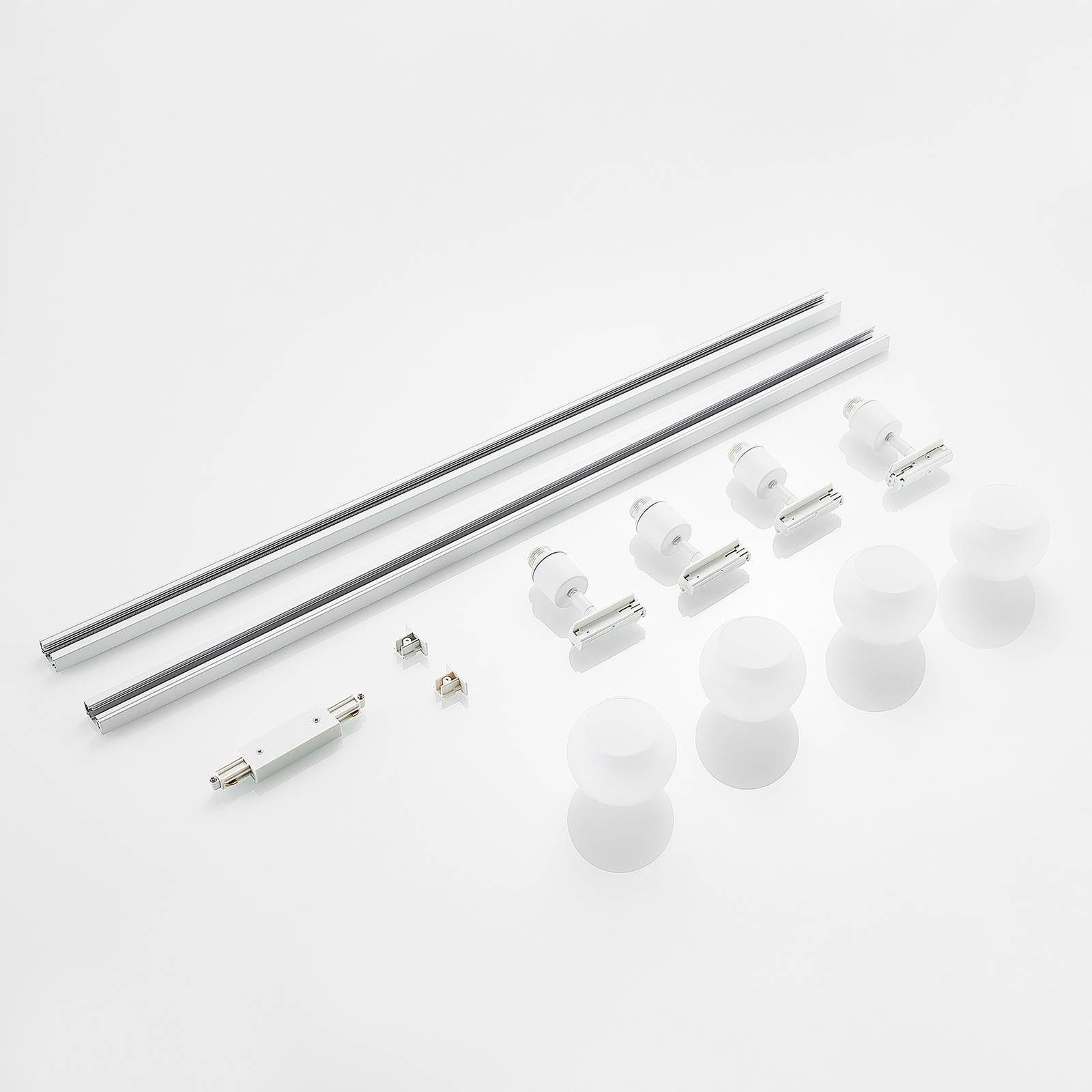 4 cm, Modern, Metall, Linaro, Schienensystem-Leuchten flammig, Glas, weiß, E14, Lindby Stromschiene 210.2 1-Phasen