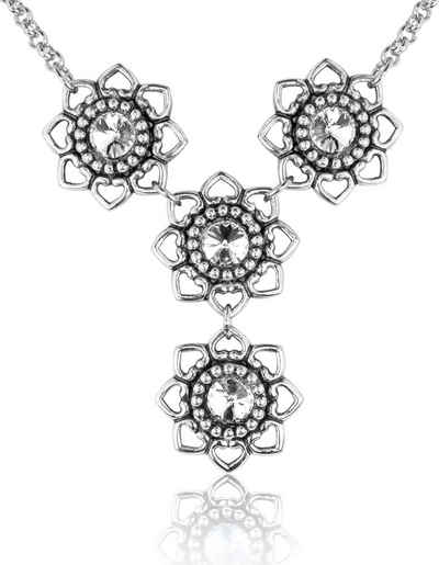 LUISIA® Kette mit Anhänger Halskette "Leandra" mit Herzblüten mit Swarovski® Elements (inkl. Schmuckbox)