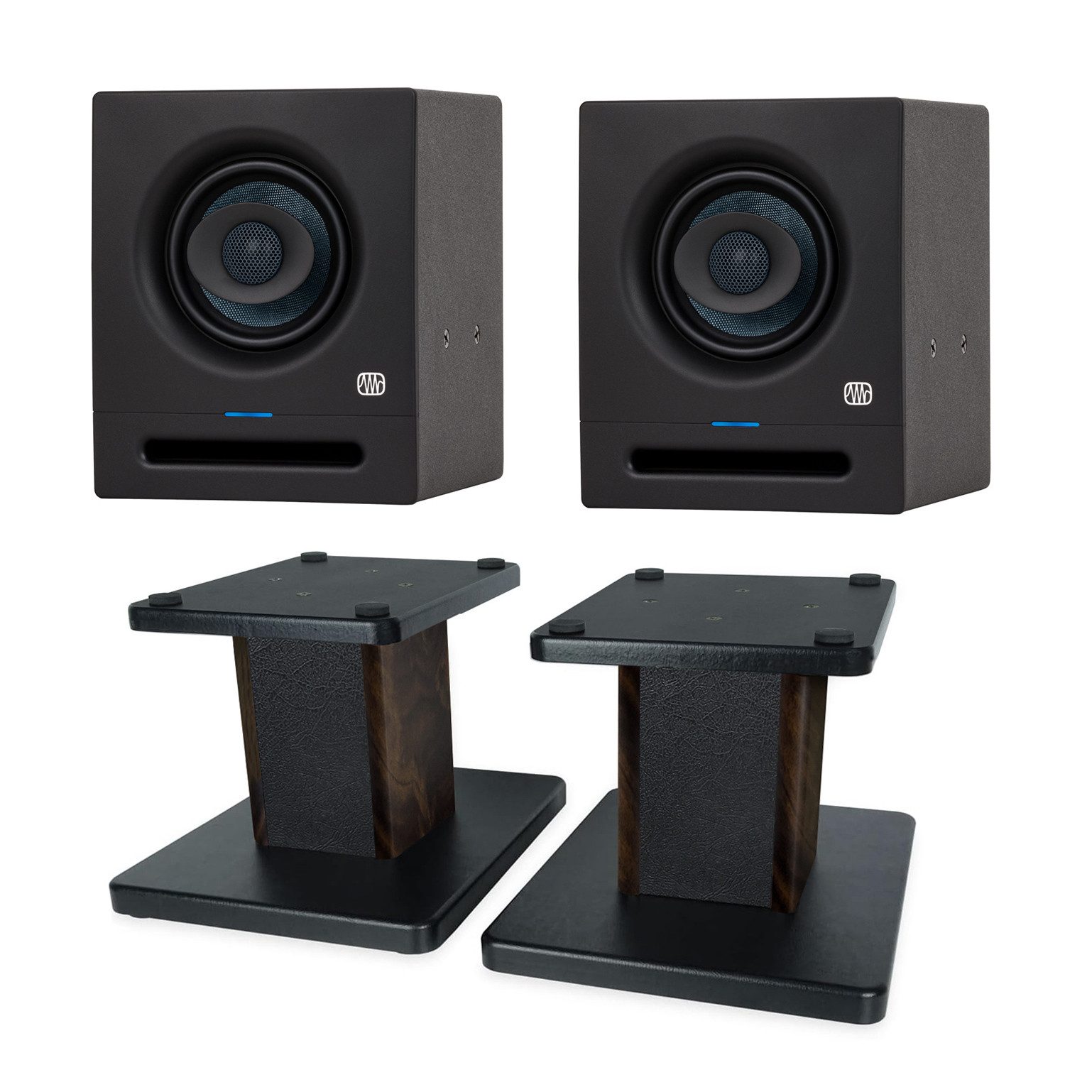 Presonus Studio-Monitor Eris Pro 4 1 Paar mit Boxenständer Walnuss Lautsprecher
