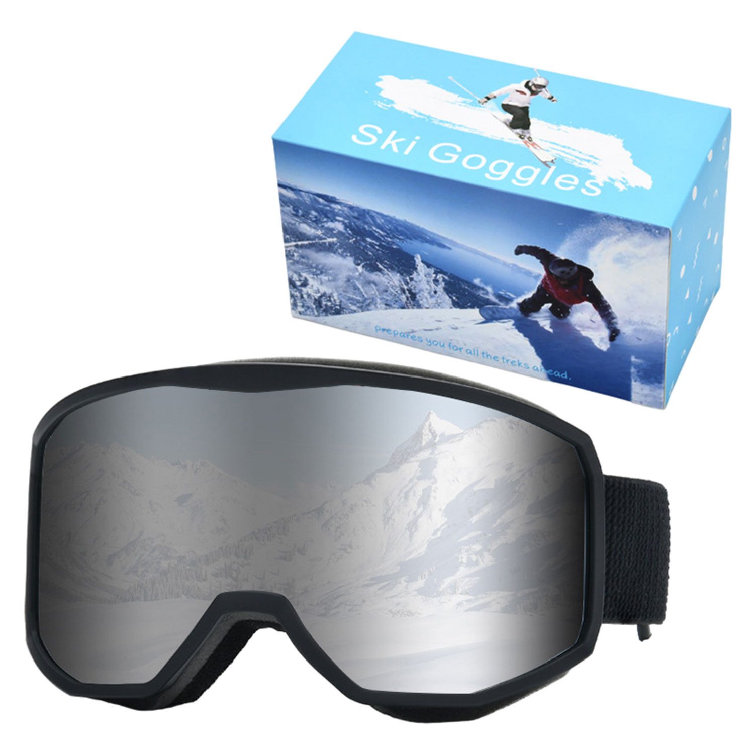 Refttenw Skibrille Outdoor Skibrille,UV-Schutz, Antibeschlag, Verstellbares, OTG-Design