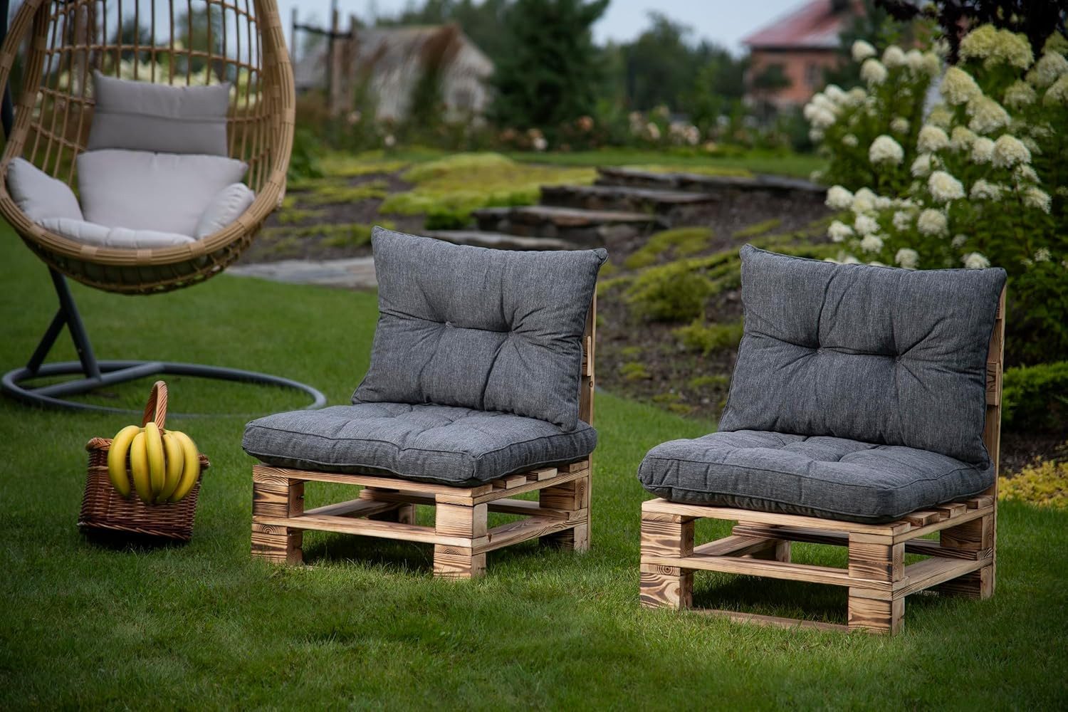 sunnypillow Stuhlkissen Gartenkissen für Gartenmöbel Rattanmöbel, Outdoor / Indoor