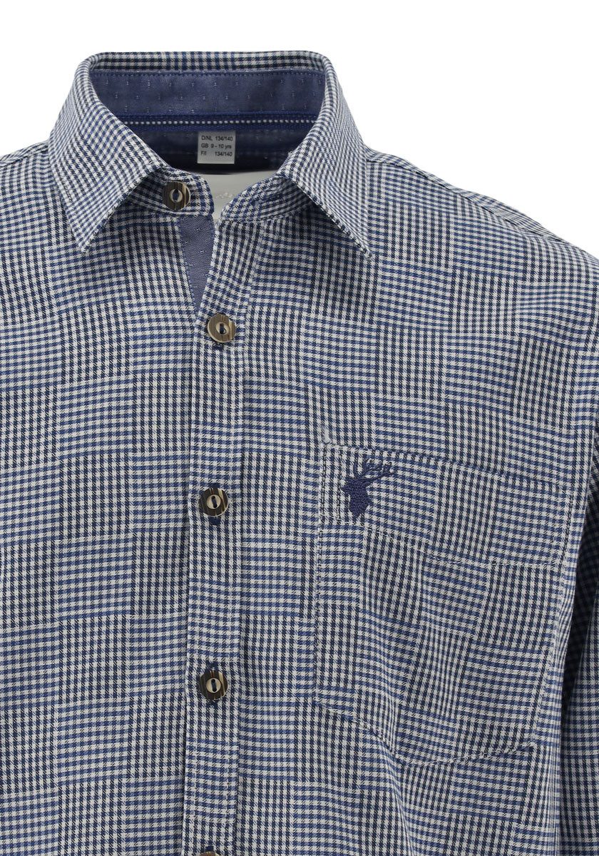 OS Trachten Trachtenhemd Noawad Jungen Langarmhemd mit Stehkragen