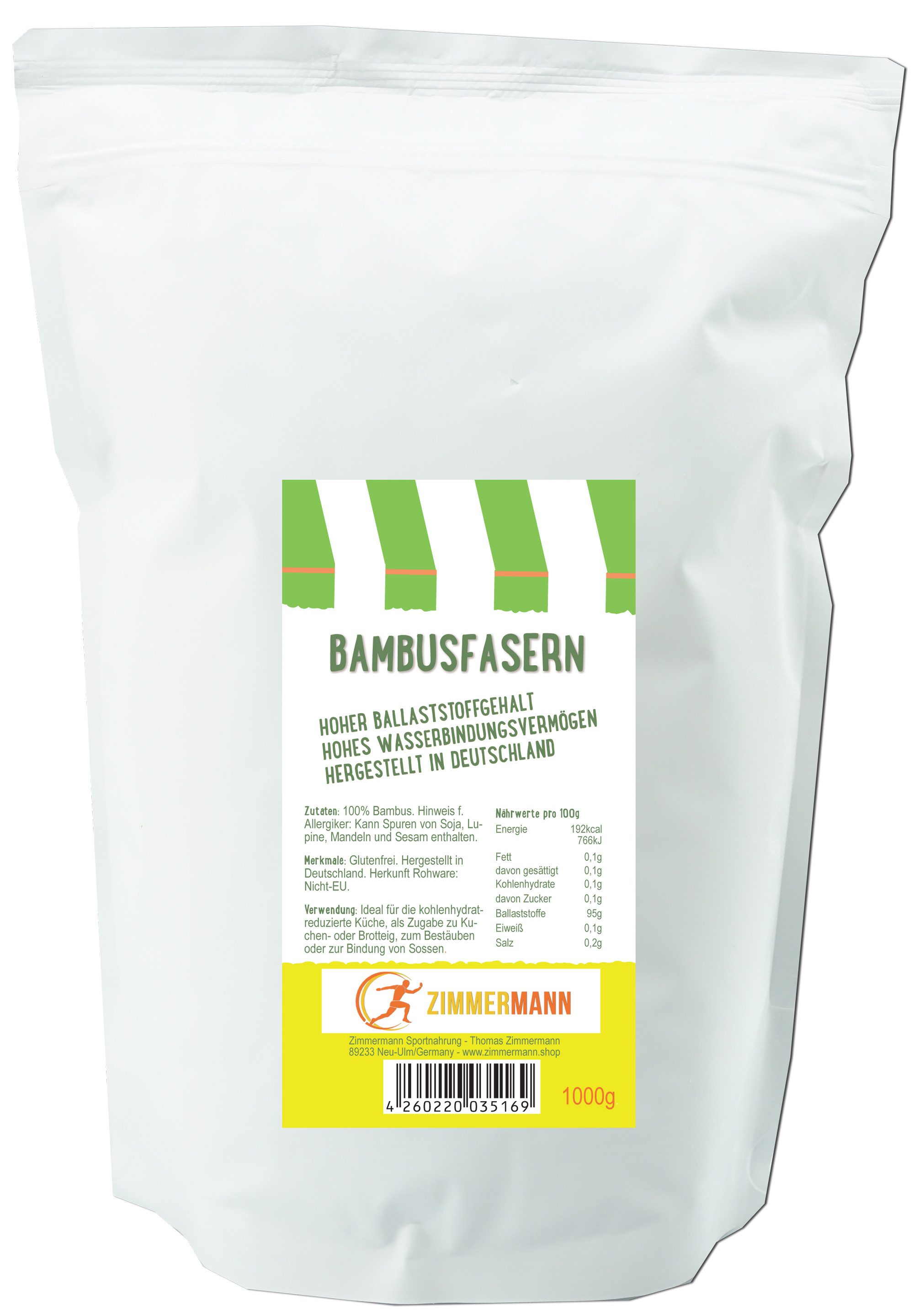 Zimmermann Backzutat Bambusfasern 1000g - Hoher Ballaststoffgehalt von Zimmermann