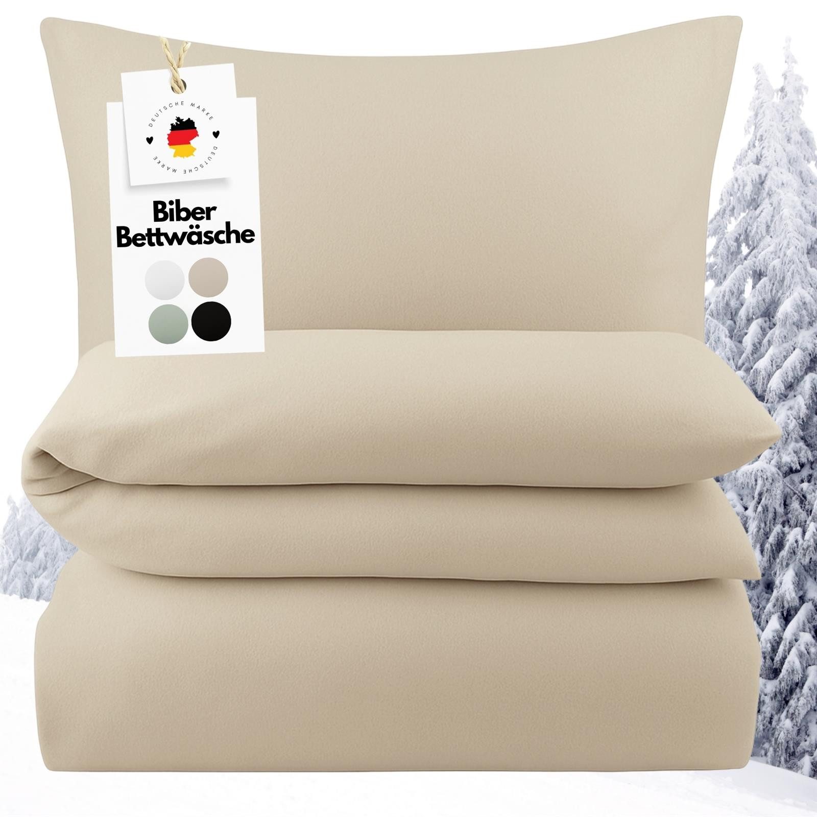 Carpe Sonno Bettwäsche Biber Bettwäsche Beige Uni aus 100% Baumwolle, Biber günstig online kaufen