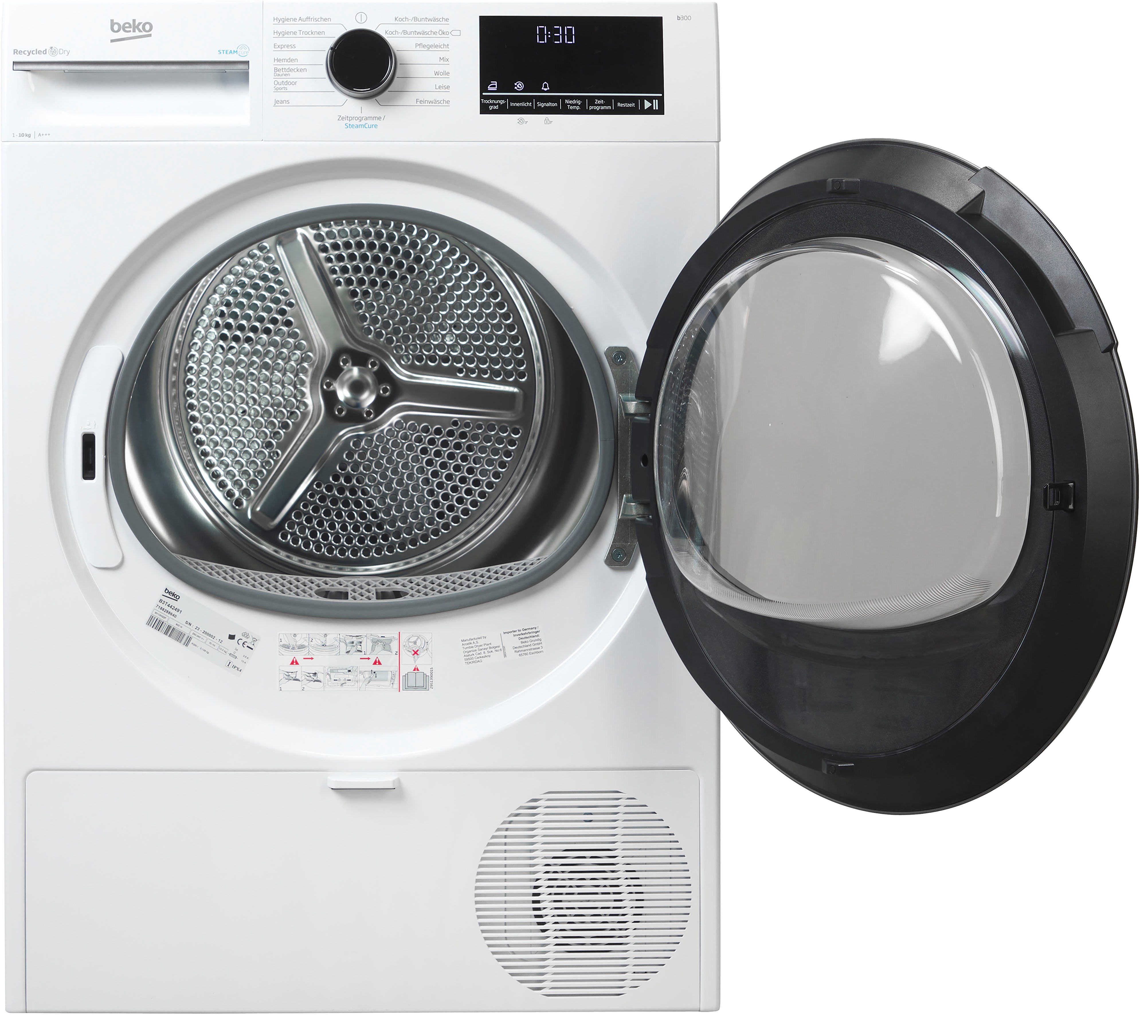 BEKO Wärmepumpentrockner B3T442491, mit Wärmepumpentechnologie, SteamCure, Silent Programm