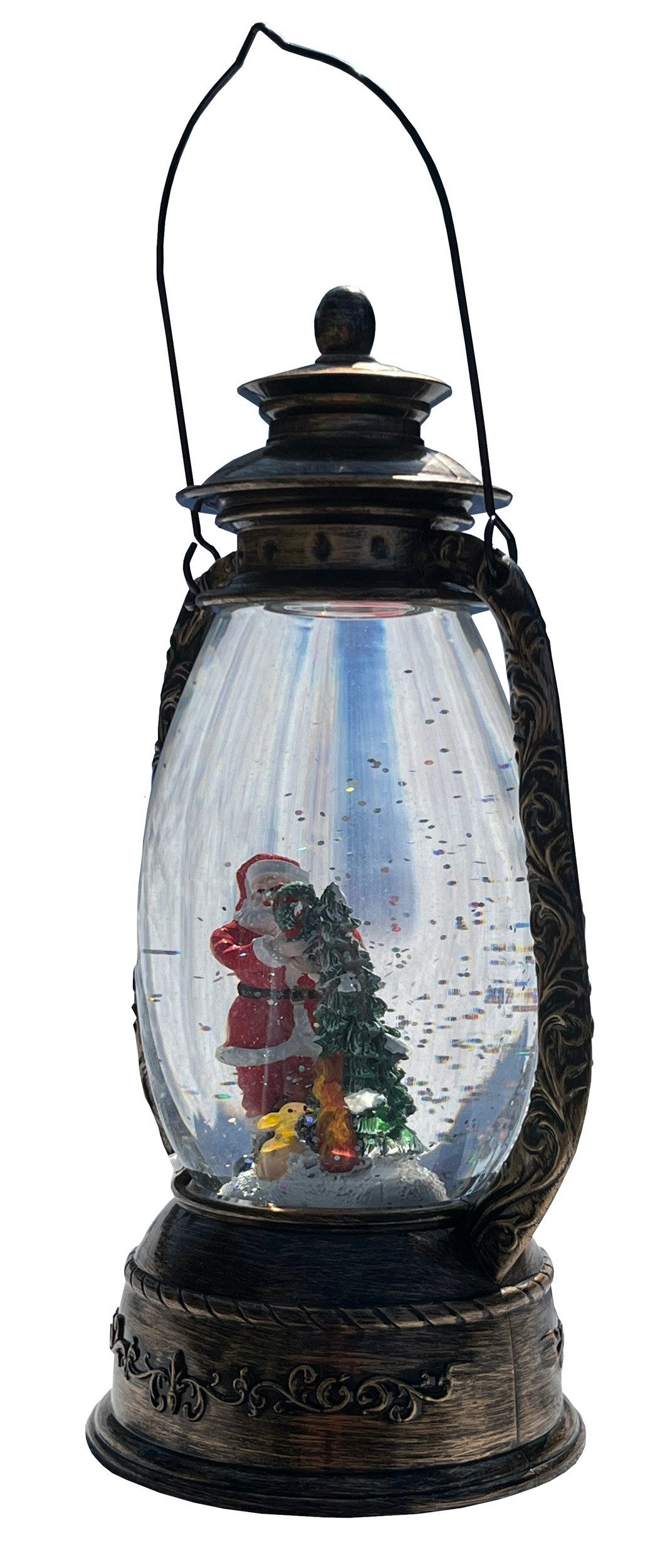 foolonli LED Laterne Schneekugel elektr Laterne 27cm LED Musik Timer Weihnachtsmann Tanne