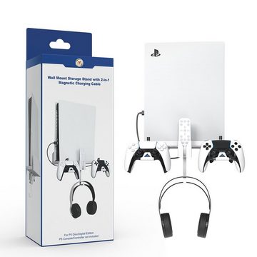 Tadow PS5 Wandhalterung zur Aufbewahrung, Für PS5 Konsole Gamepad Halterung PlayStation 5-Controller (Wandhalterung für die optische/digitale Version der PS5-Konsole)