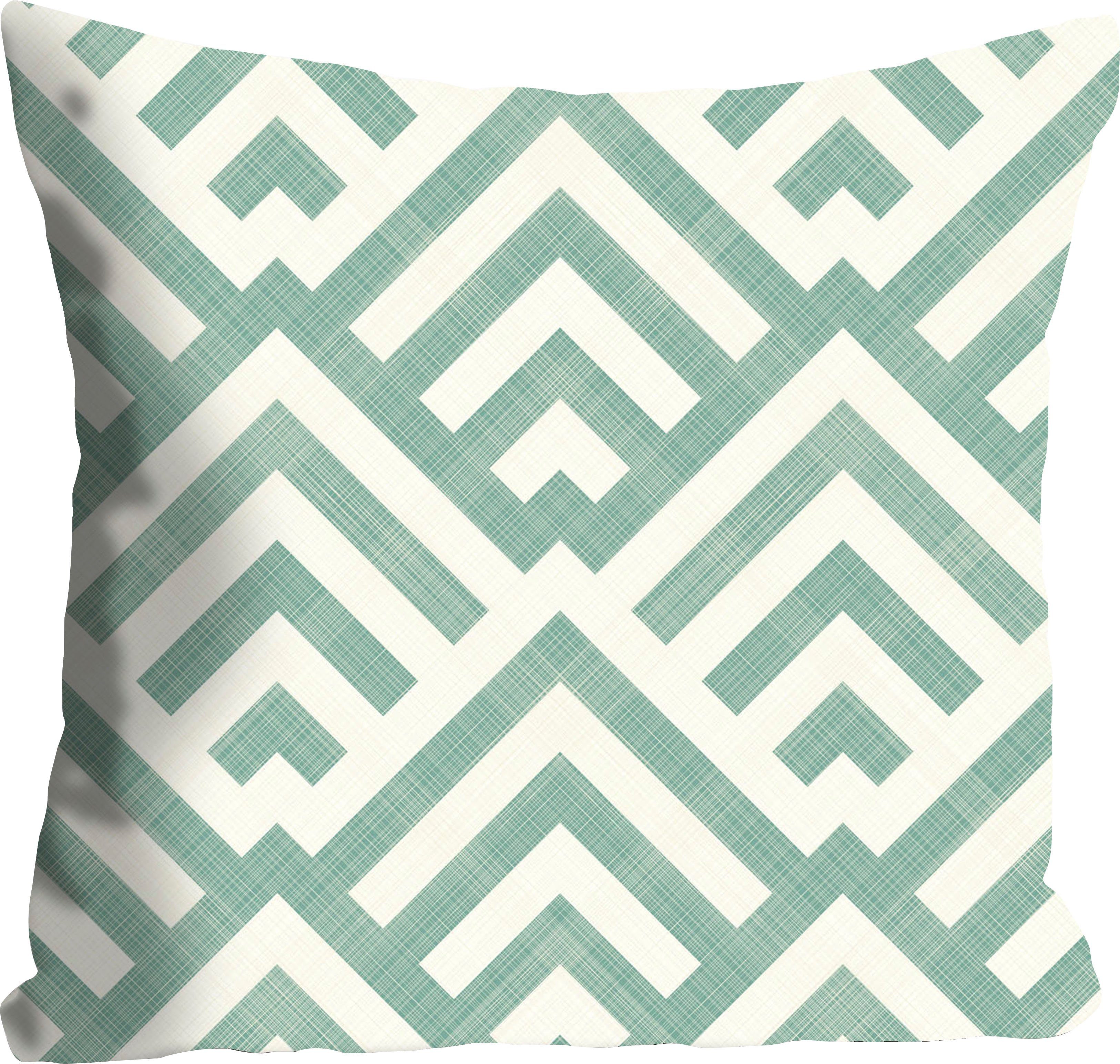 queence Dekokissen Jana, Kissenhülle,Türkises Muster,Weißer Hintergrund,Geometrisch,Modern. € 28,06