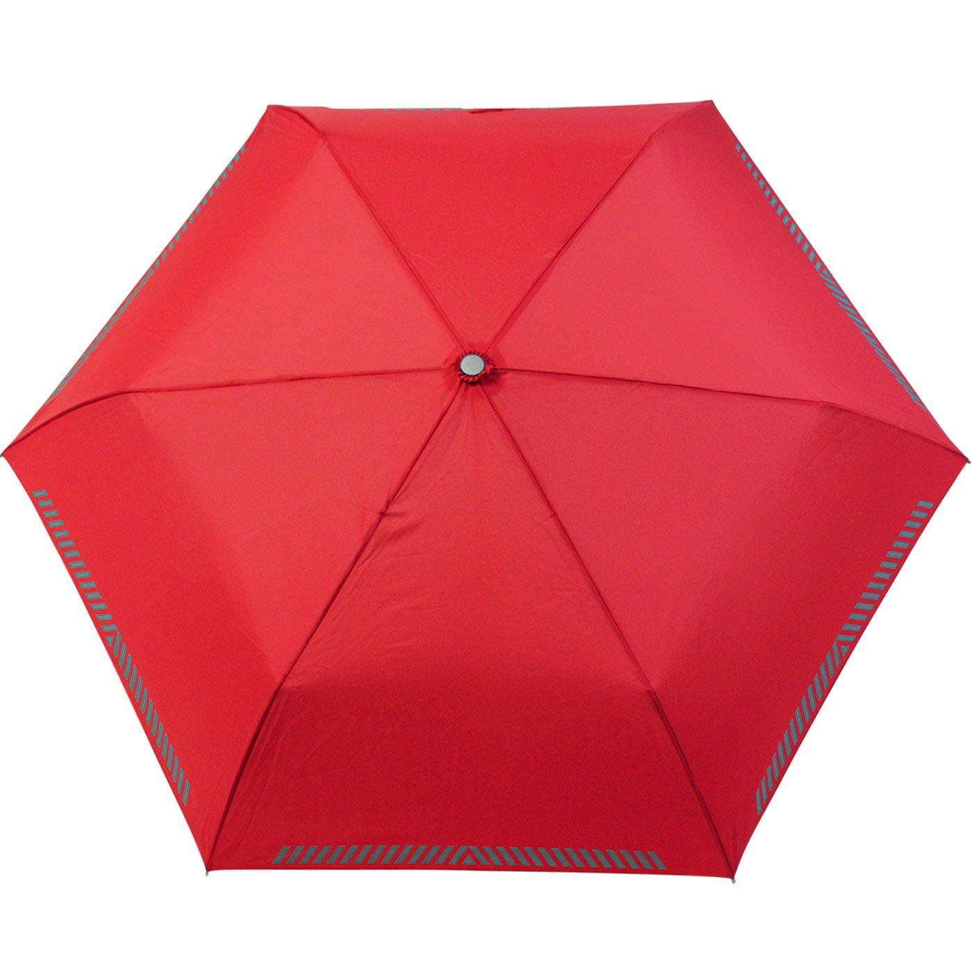 iX-brella Taschenregenschirm Mini Kinderschirm rot leicht, Reflex Safety reflektierend extra