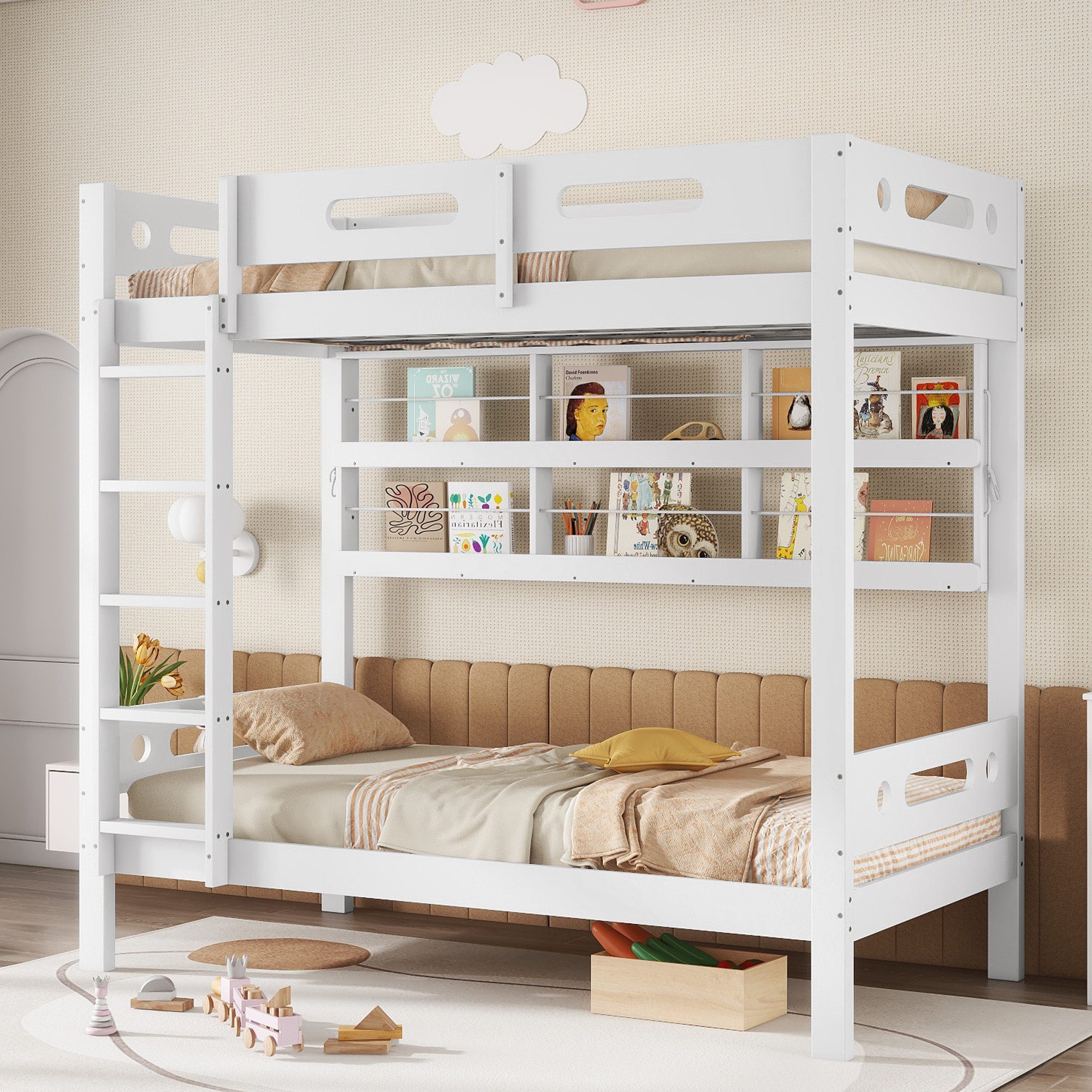 Odikalo Kinderbett Etagenbett Holzbett mit Fallschutz günstig online kaufen