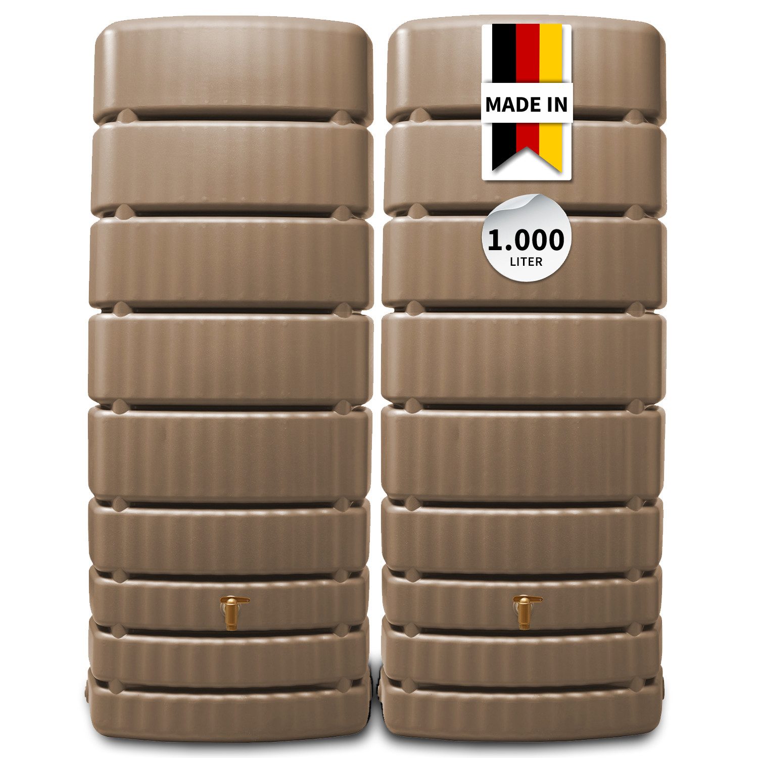 4rain Regentonne SLIM Wandtank-Set 1000 L taupe, 1000 l