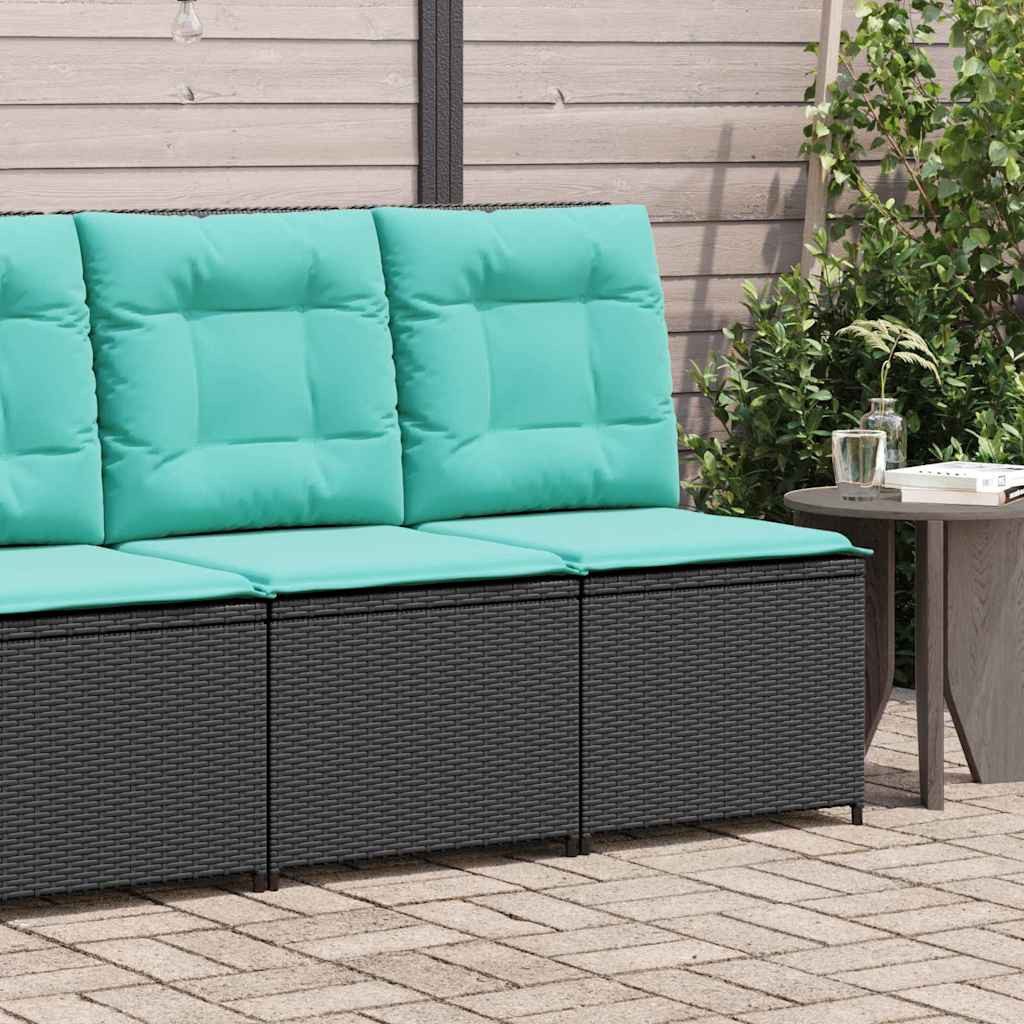 vidaXL Gartenlounge-Set Garten-Sofa mit Kissen Schwarz und Türkis Poly-Rattan, (1-tlg)