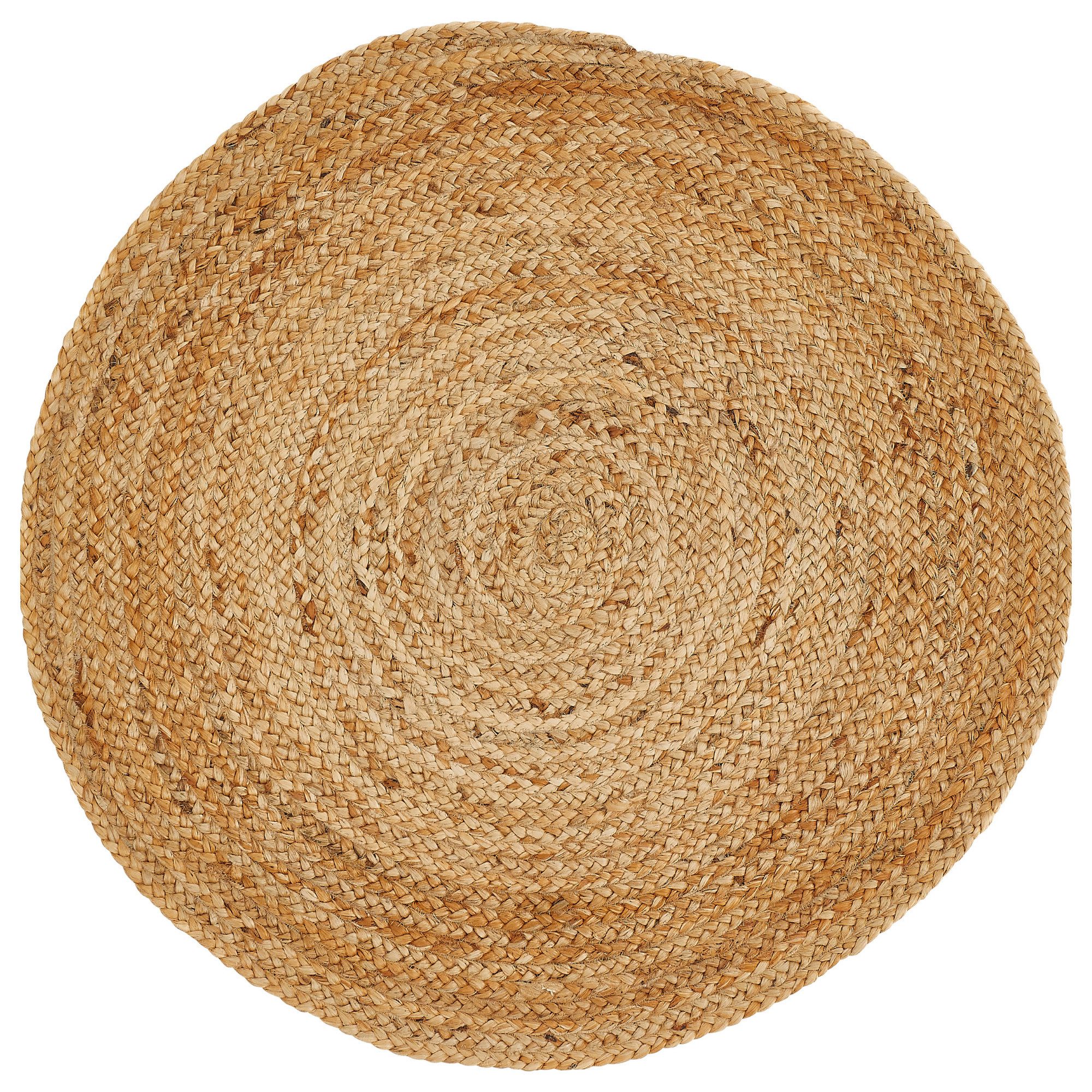 LUXOR living Teppich Mamda 2, Juteteppich, rund, Höhe: 6 mm, Flachgewebe, handgeflochten, Flecht Design, Naturfaser, Boho-Style