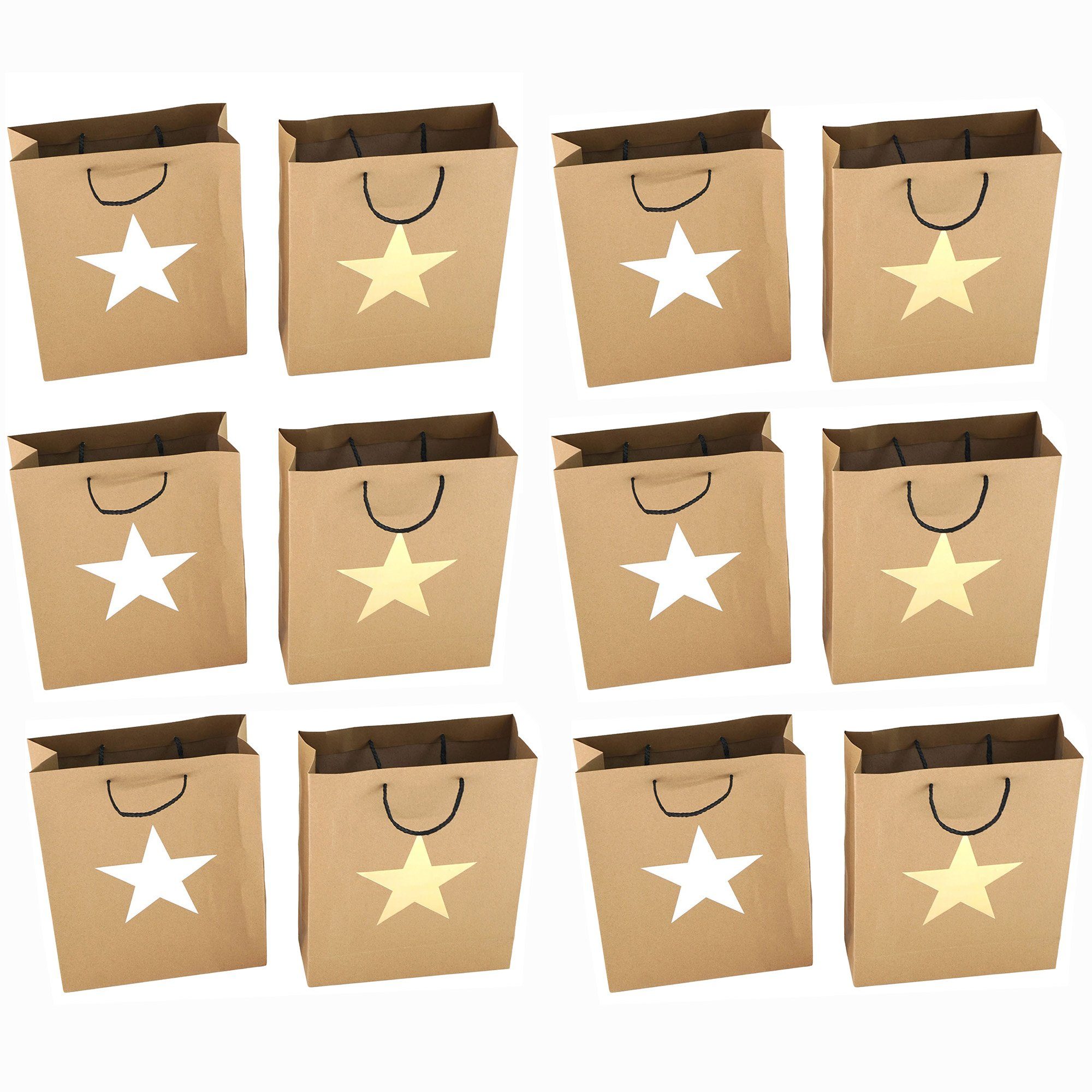 Thumbnail - Annastore Geschenkbox 12 x Geschenktüten - Flaschentüten Weihnachtstüten Weinflaschentüten