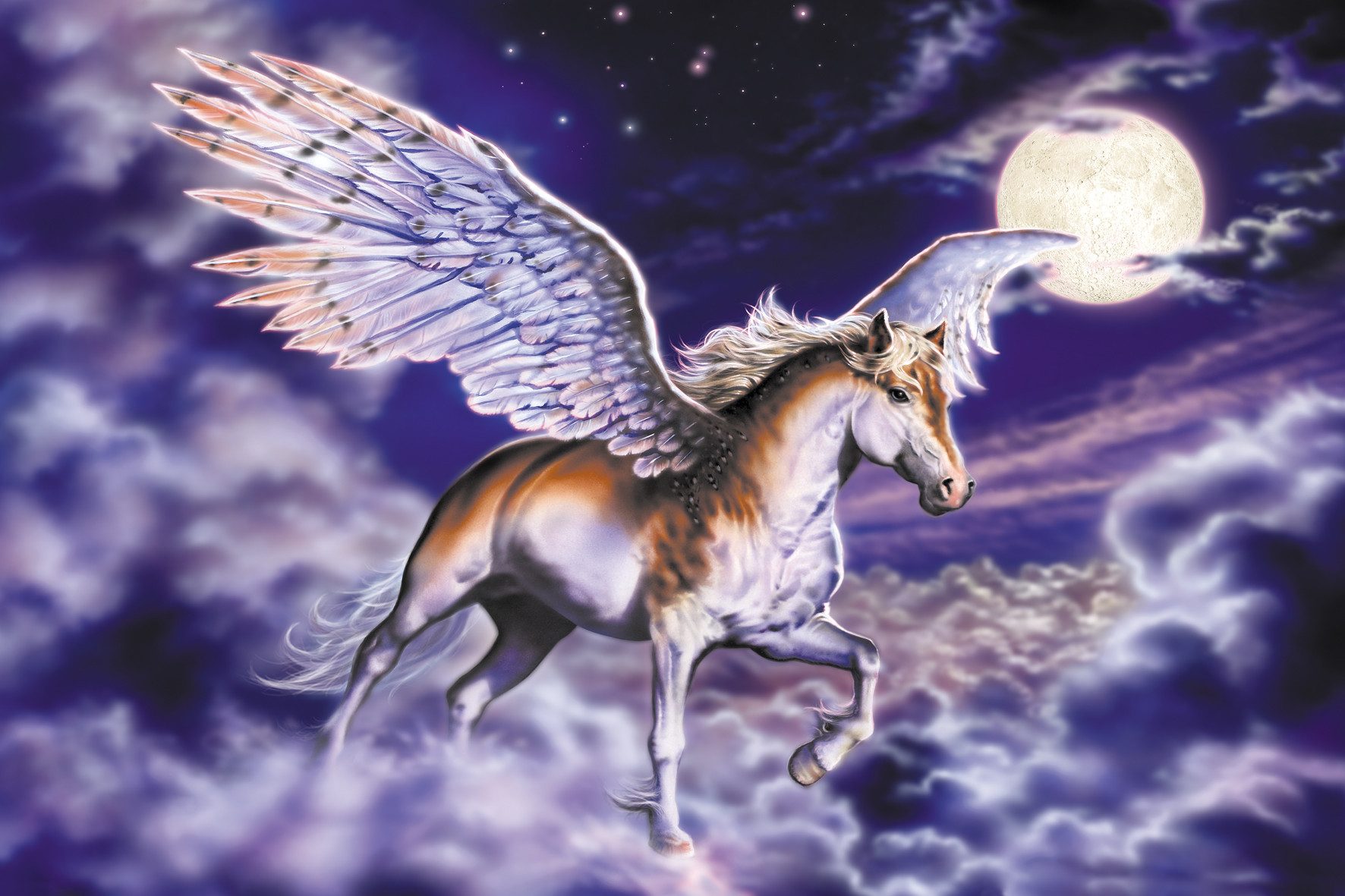 Papermoon Poster POSTER Nr.132 Pegasus, 61 X 91,5 CM, (Tier Einhorn Unicorn Pferd Flügel Himmel Fantasie Querformat), genormte Postergröße für Rahmen, Bild Dekoration Wanddeko Motiv Tapete