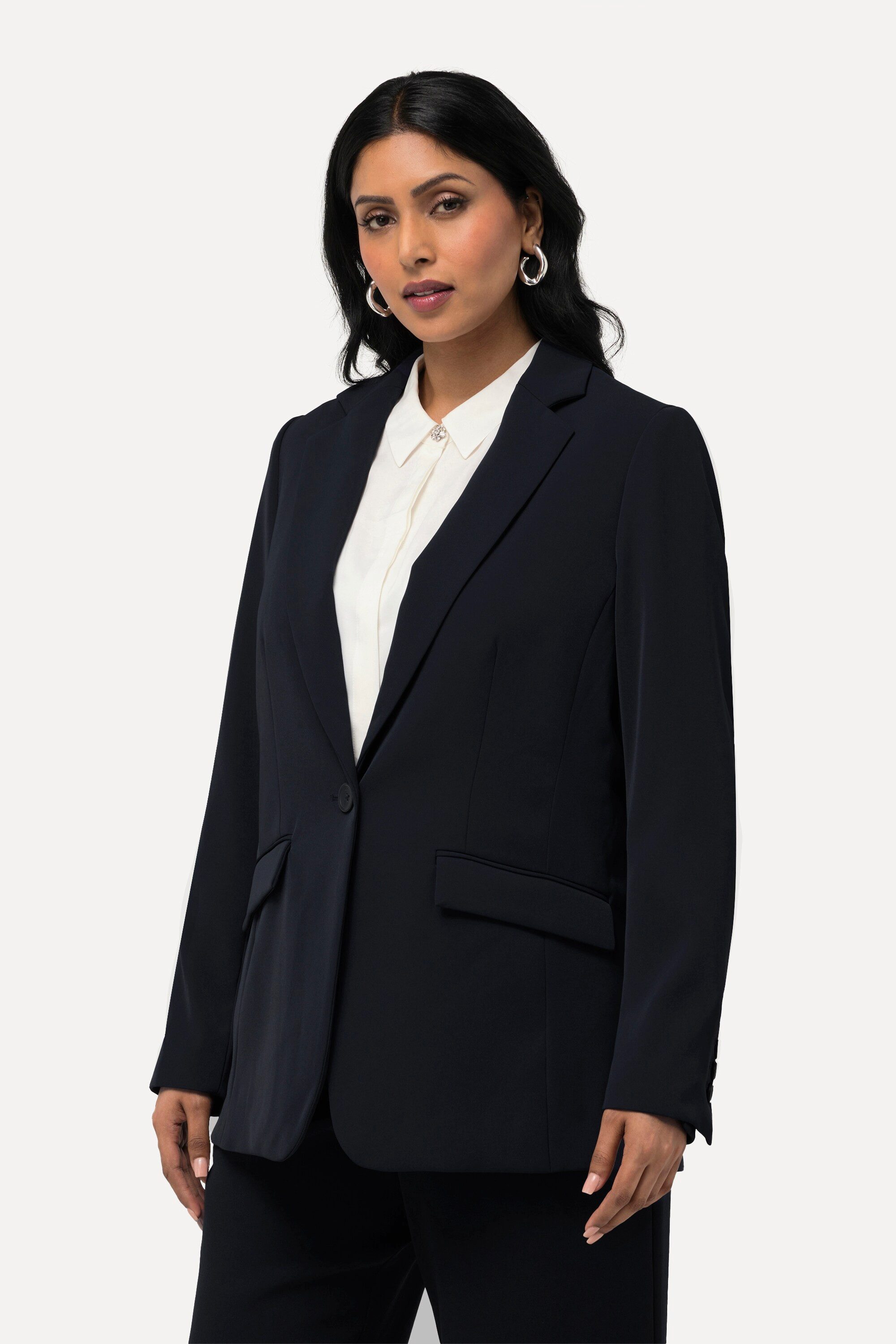 Ulla Popken Blusenblazer Blazer Acetat Reverskragen günstig online kaufen