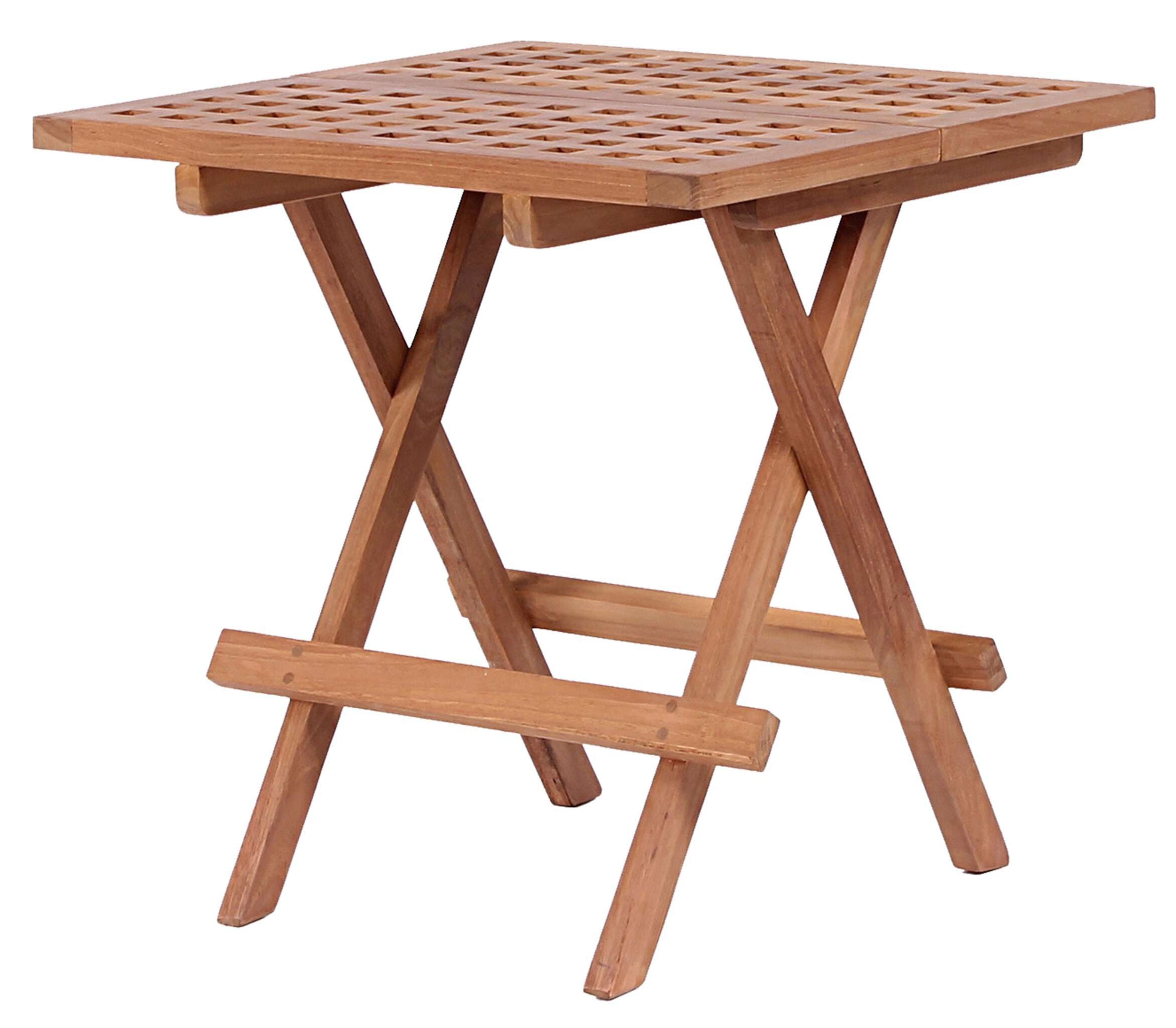 MR.DEKO Gartentisch Devon Teak Eckig (Ideal zu Deckchairs kombinierbar – für drinnen & draußen geeignet, 1-St), Plantagen-Teak Vollholz – wetterfest, vielseitig, leicht montierbar